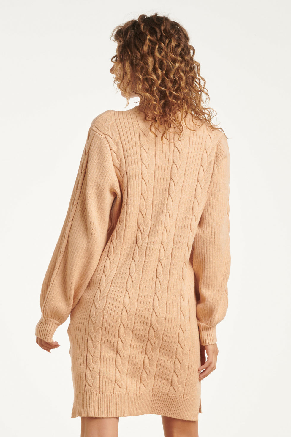 25507 Damesgestructureerd Gebreide Jurk | Camel