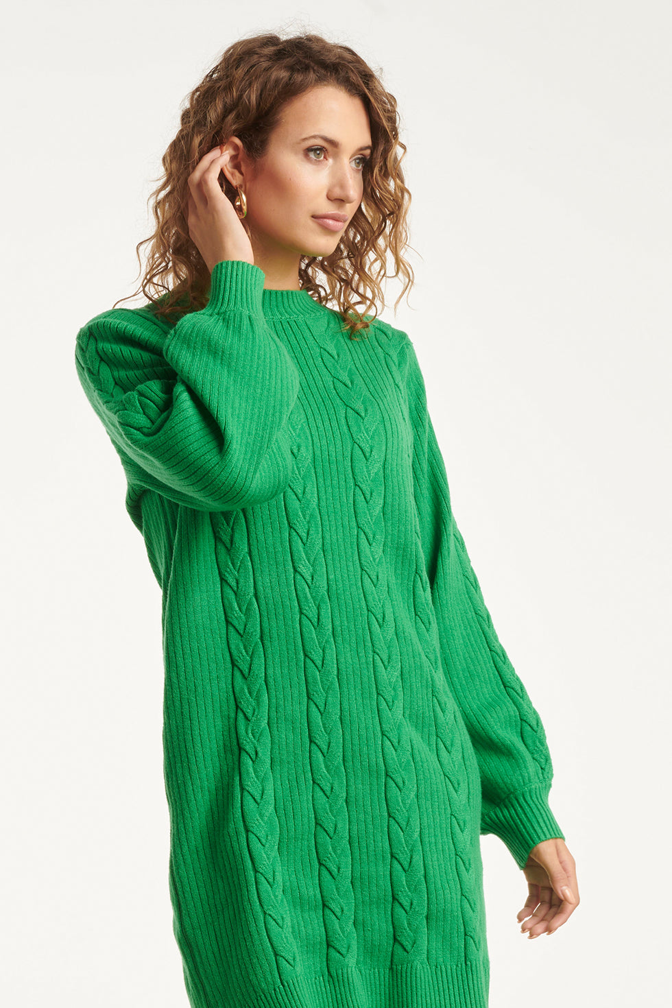 25507 Damesgestructureerd Gebreide Jurk | Green