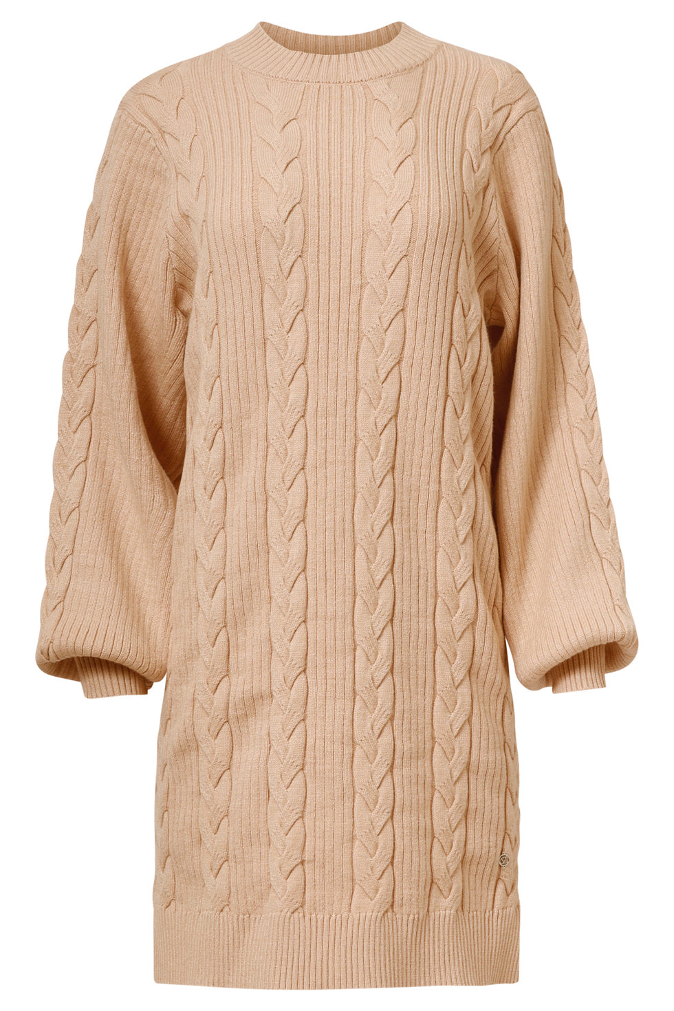25507 Smashed Lemon Damesgestructureerd Gebreide Jurk | Camel