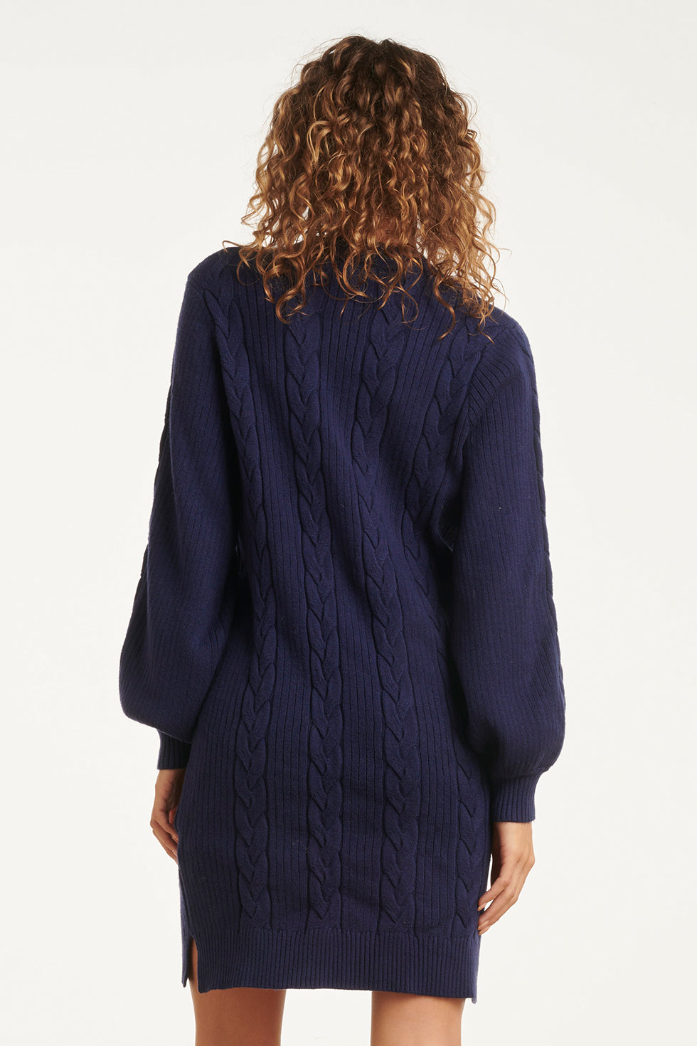 25507 Smashed Lemon Damesgestructureerd Gebreide Jurk | Navy