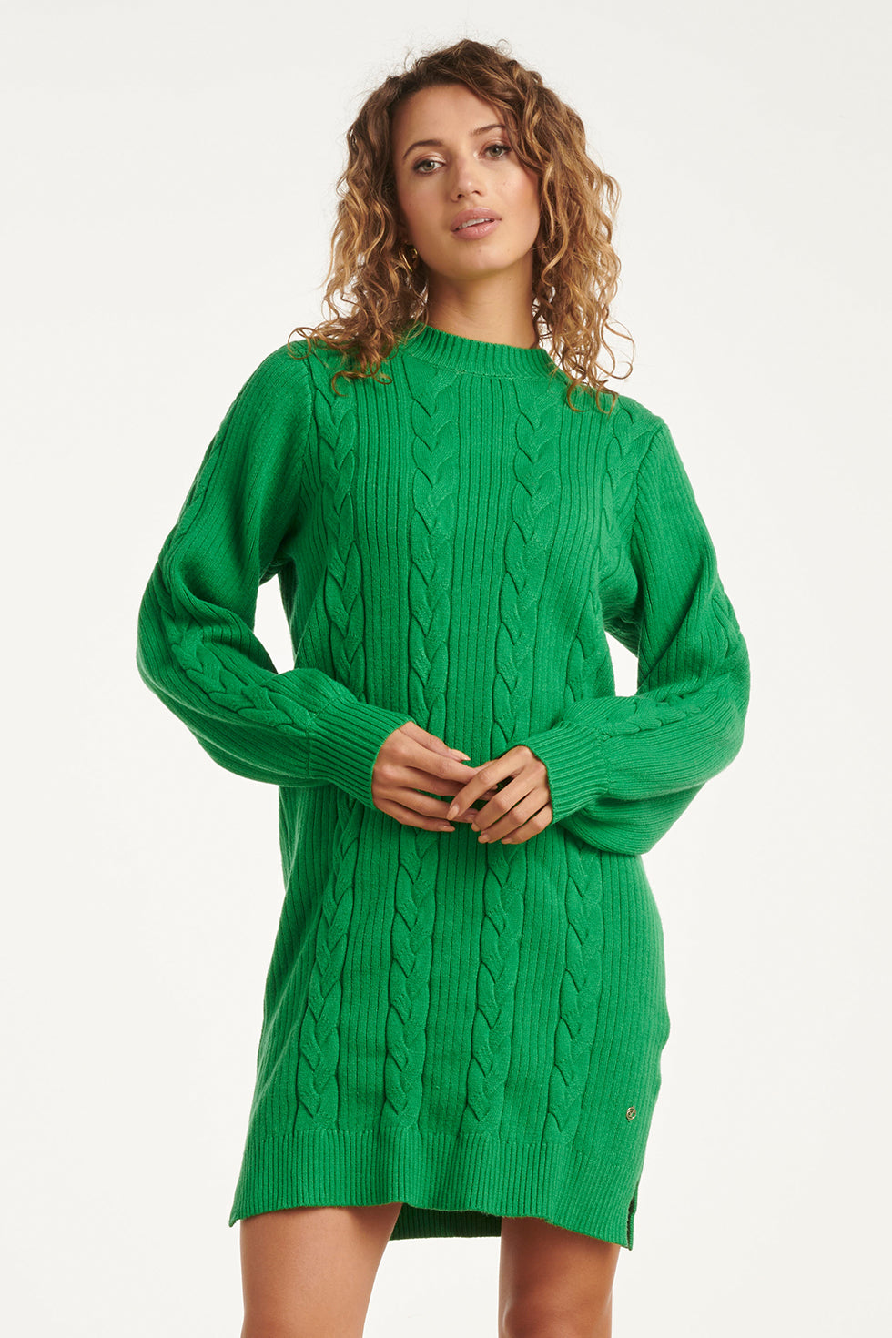 25507 Smashed Lemon Damesgestructureerd Gebreide Jurk | Green