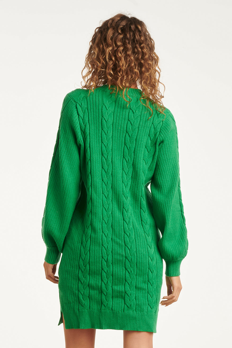 25507 Smashed Lemon Damesgestructureerd Gebreide Jurk | Green