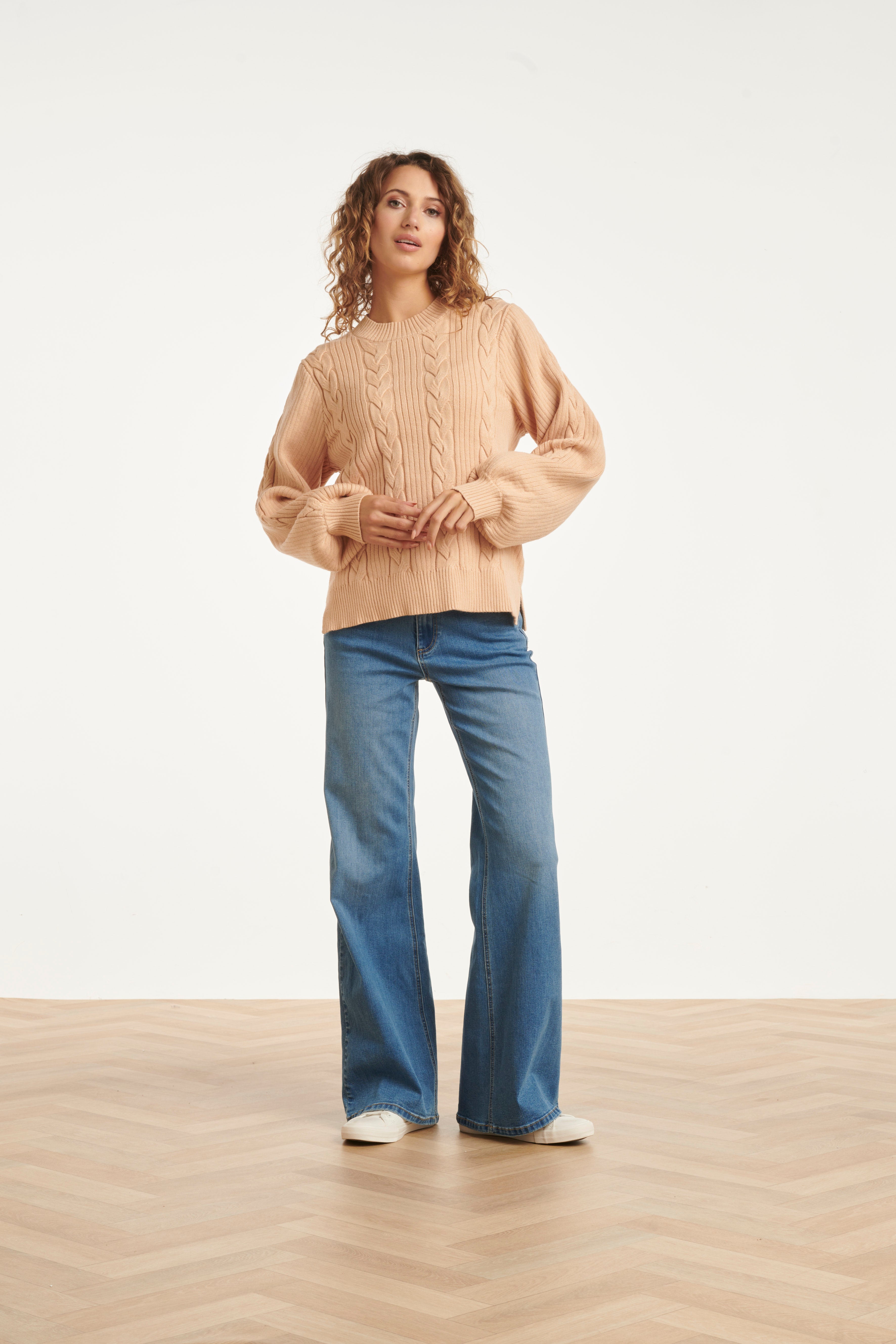 25508 Damesgestructureerd Gebreide Trui | Camel