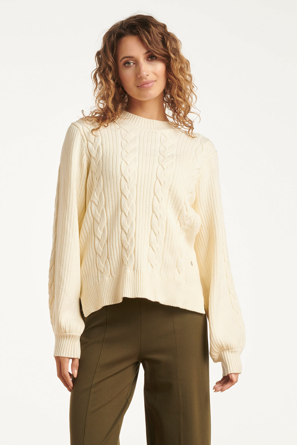 25508 Smashed Lemon Damesgestructureerd Gebreide Trui | Off White