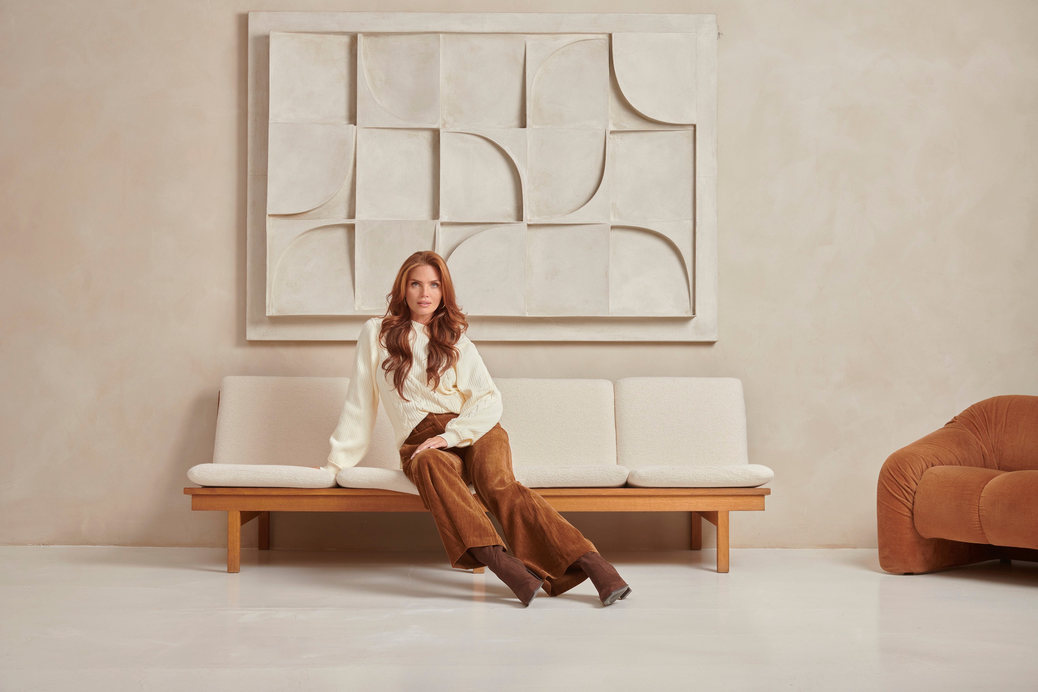 25508 Smashed Lemon Damesgestructureerd Gebreide Trui | Off White