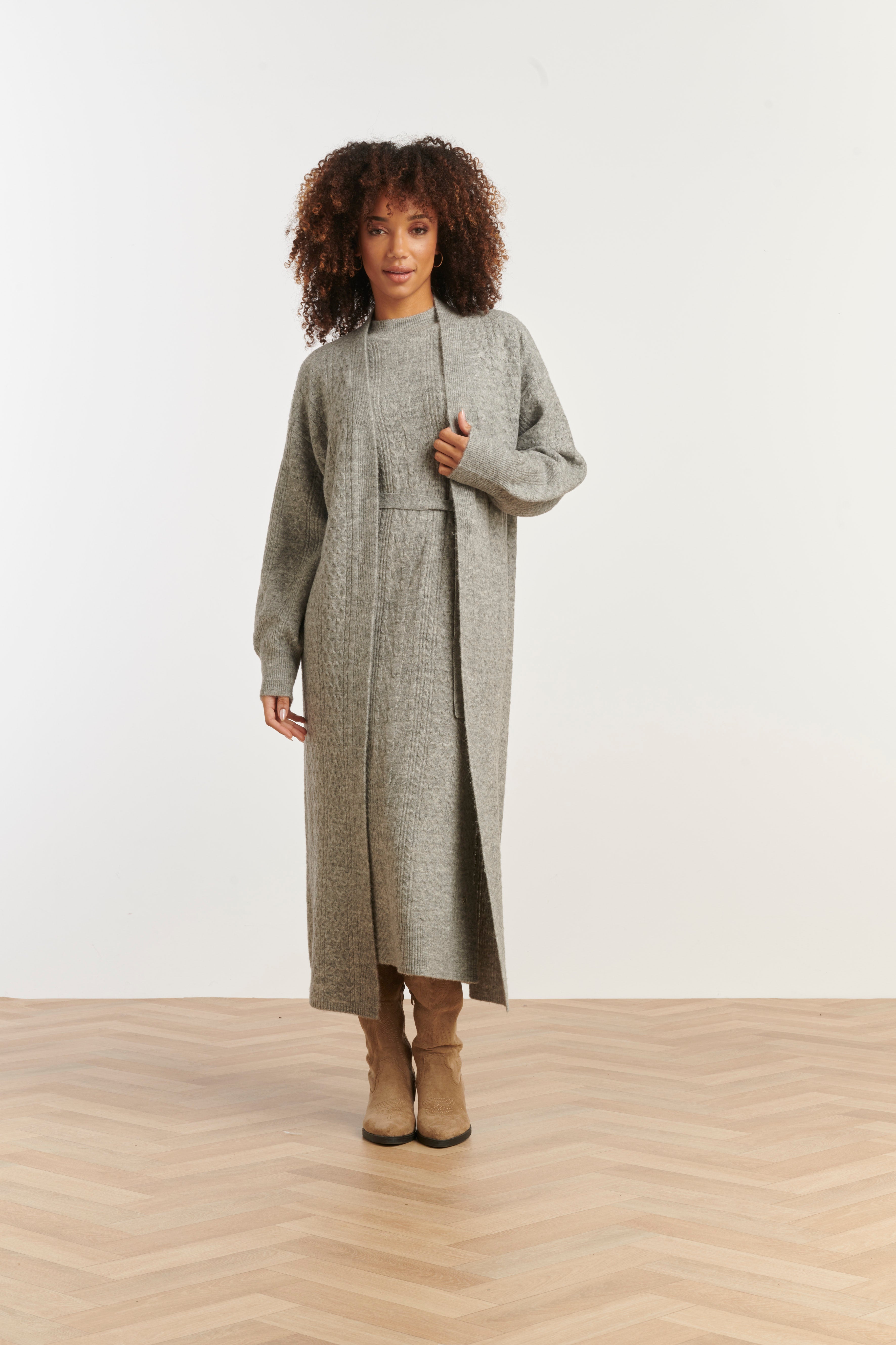 25509 Dameslange Gebreide Vest | Grey