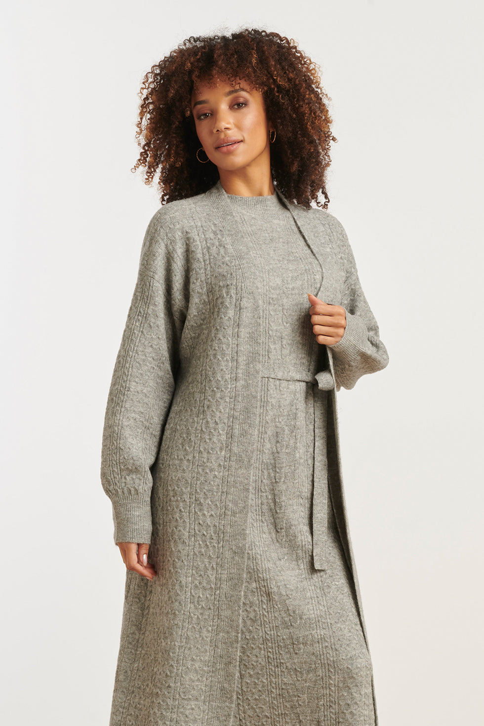 25509 Dameslange Gebreide Vest | Grey