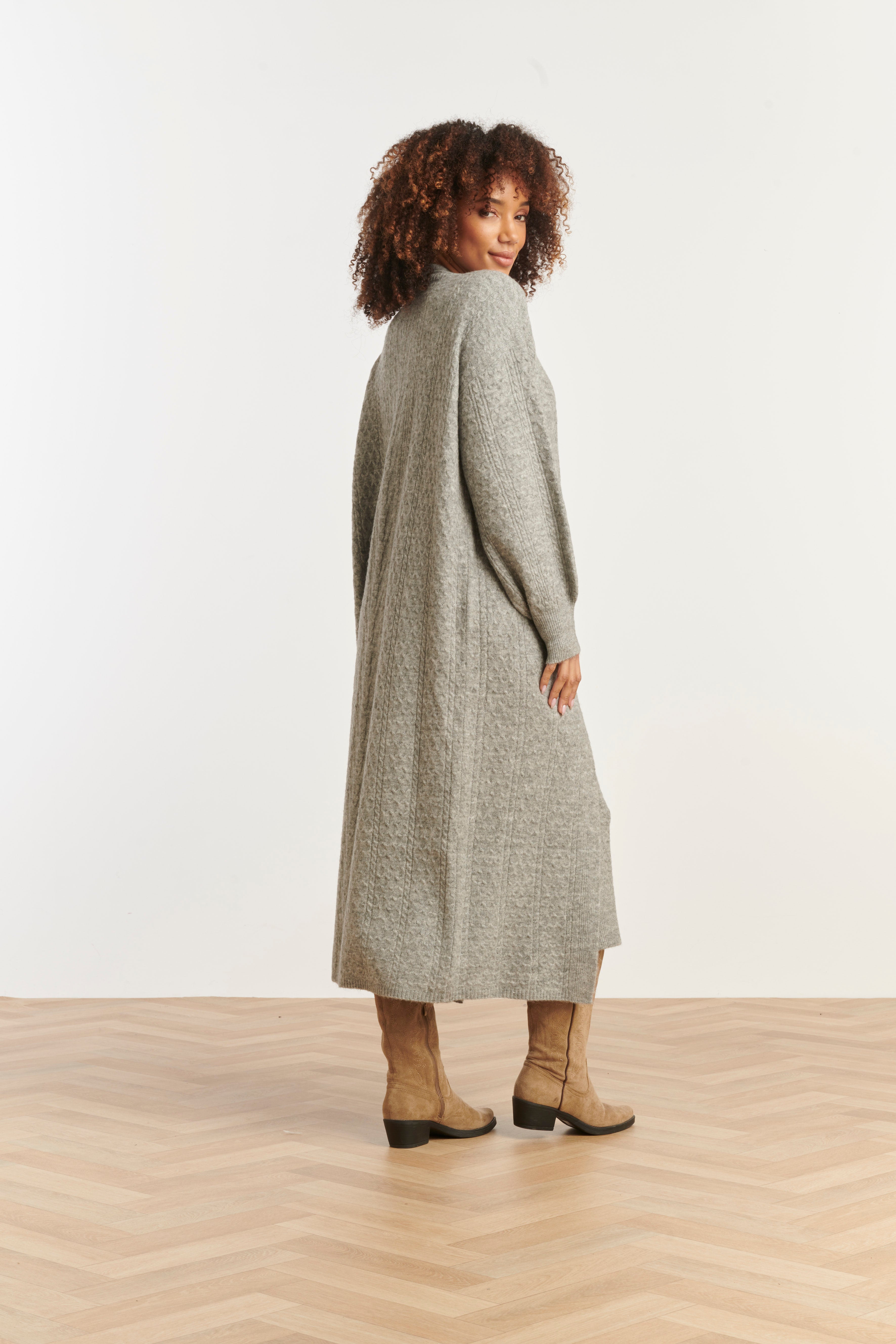 25509 Dameslange Gebreide Vest | Grey