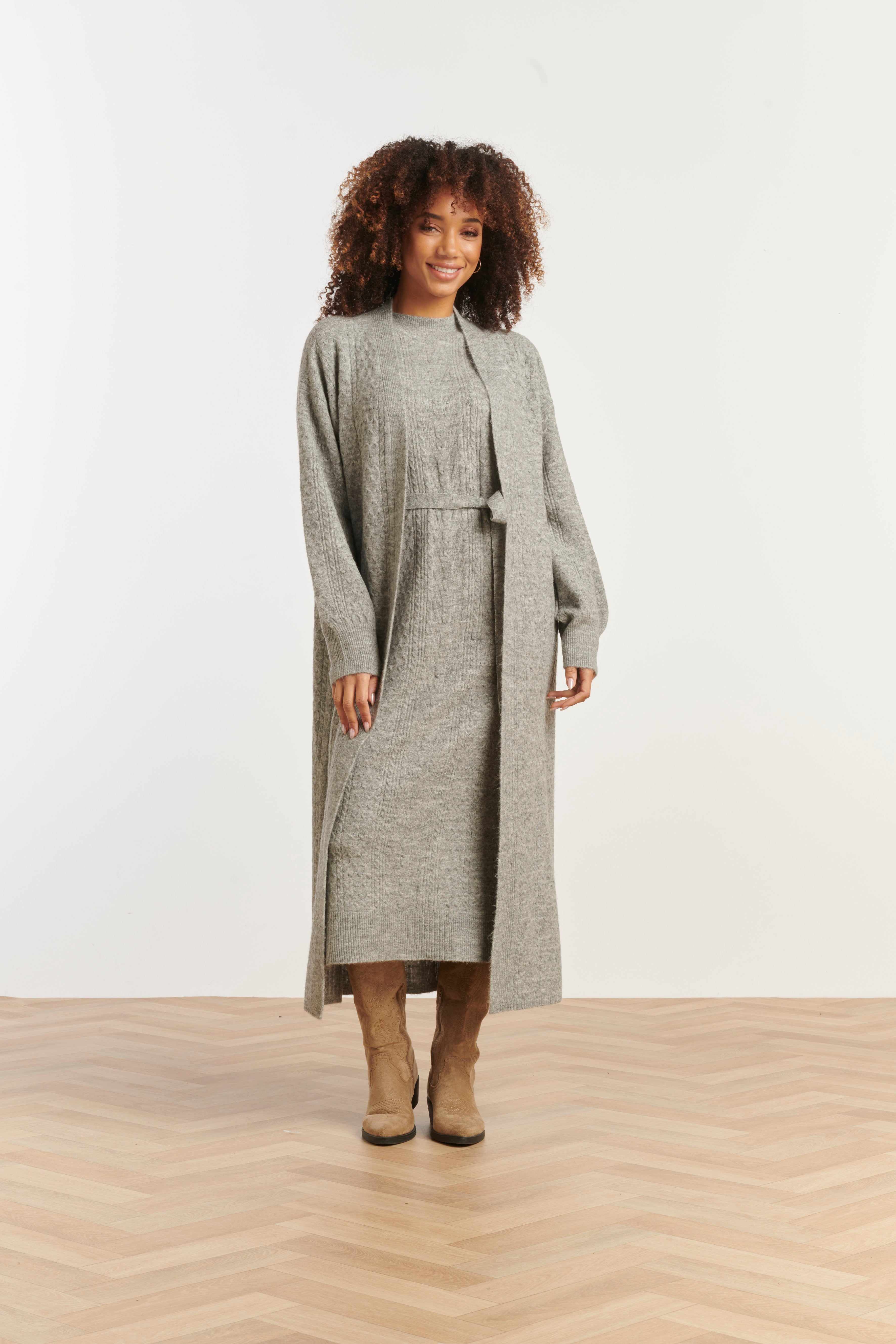 25509 Dameslange Gebreide Vest | Grey