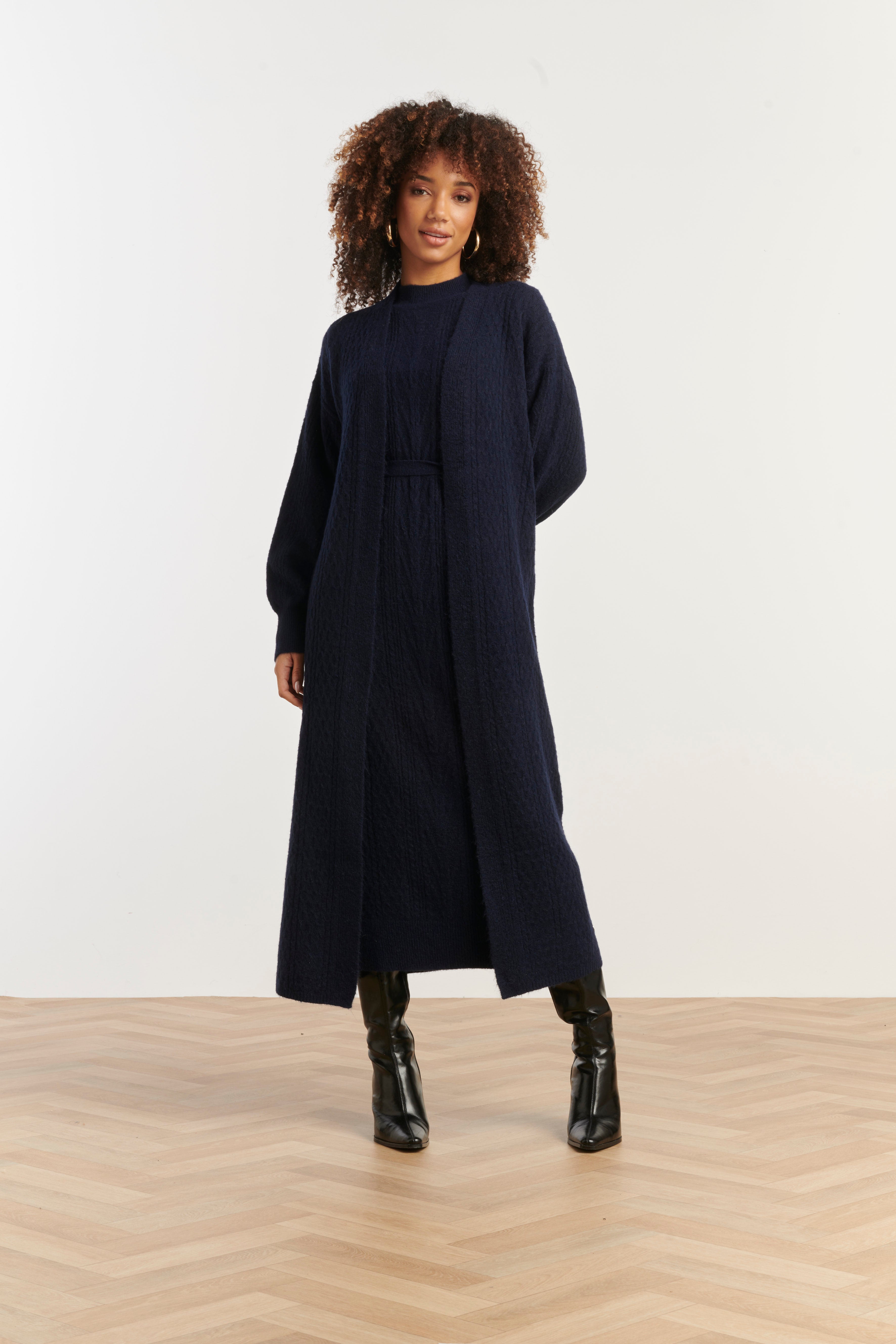 25509 Dameslange Gebreide Vest | Navy