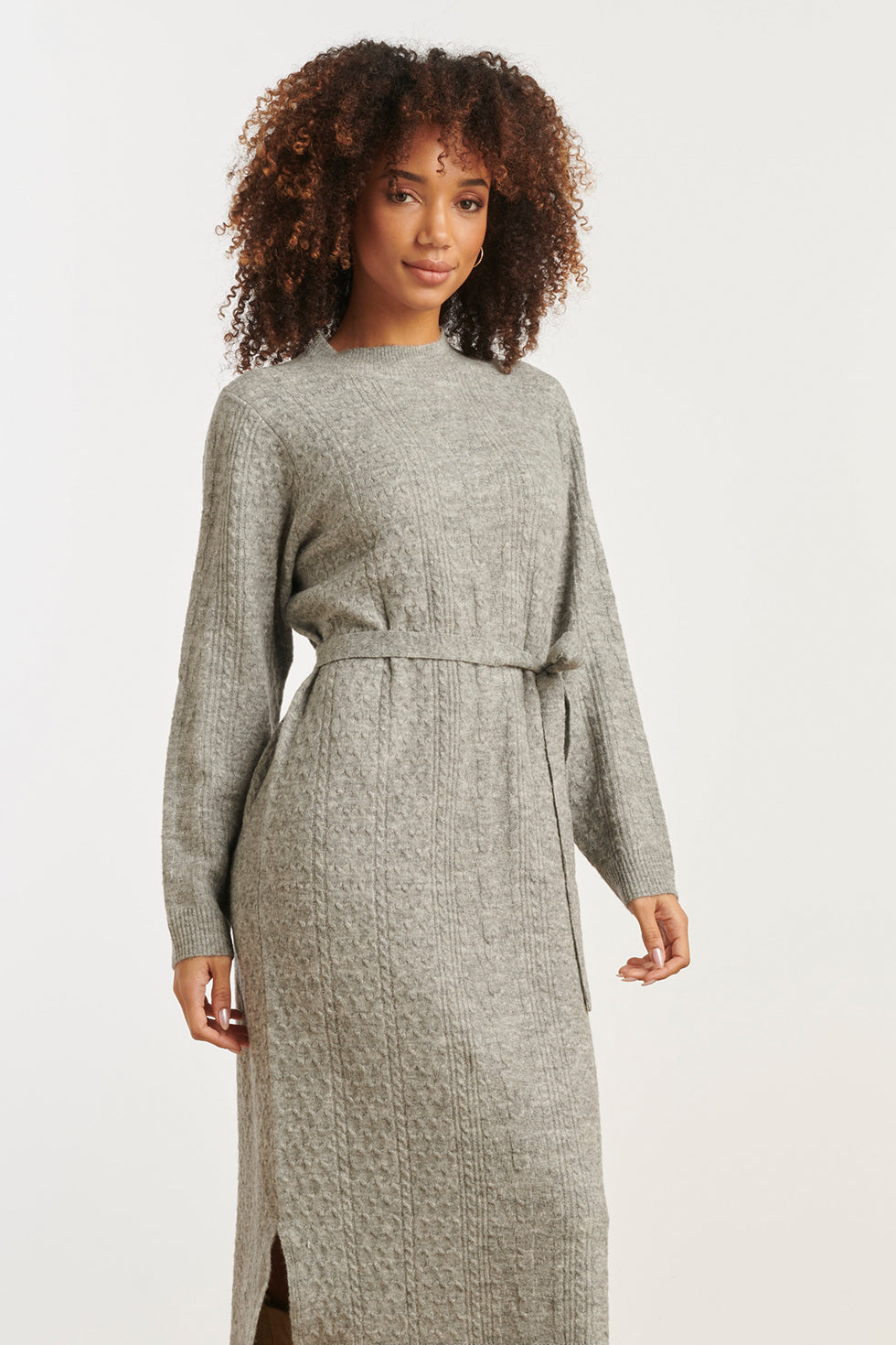 25510 Smashed Lemon Damesgebreide Maxi Jurk | Grey
