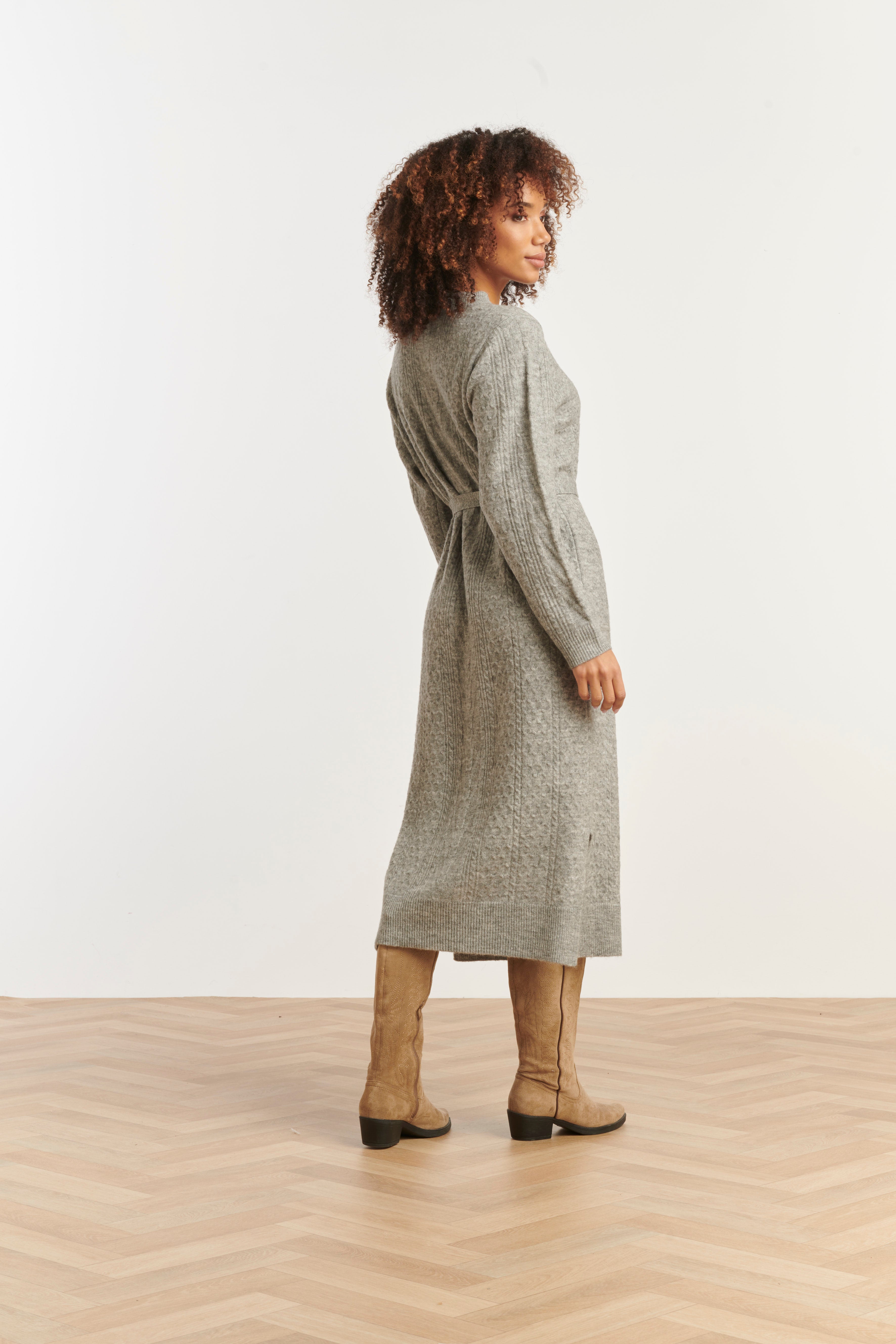 25510 Smashed Lemon Damesgebreide Maxi Jurk | Grey