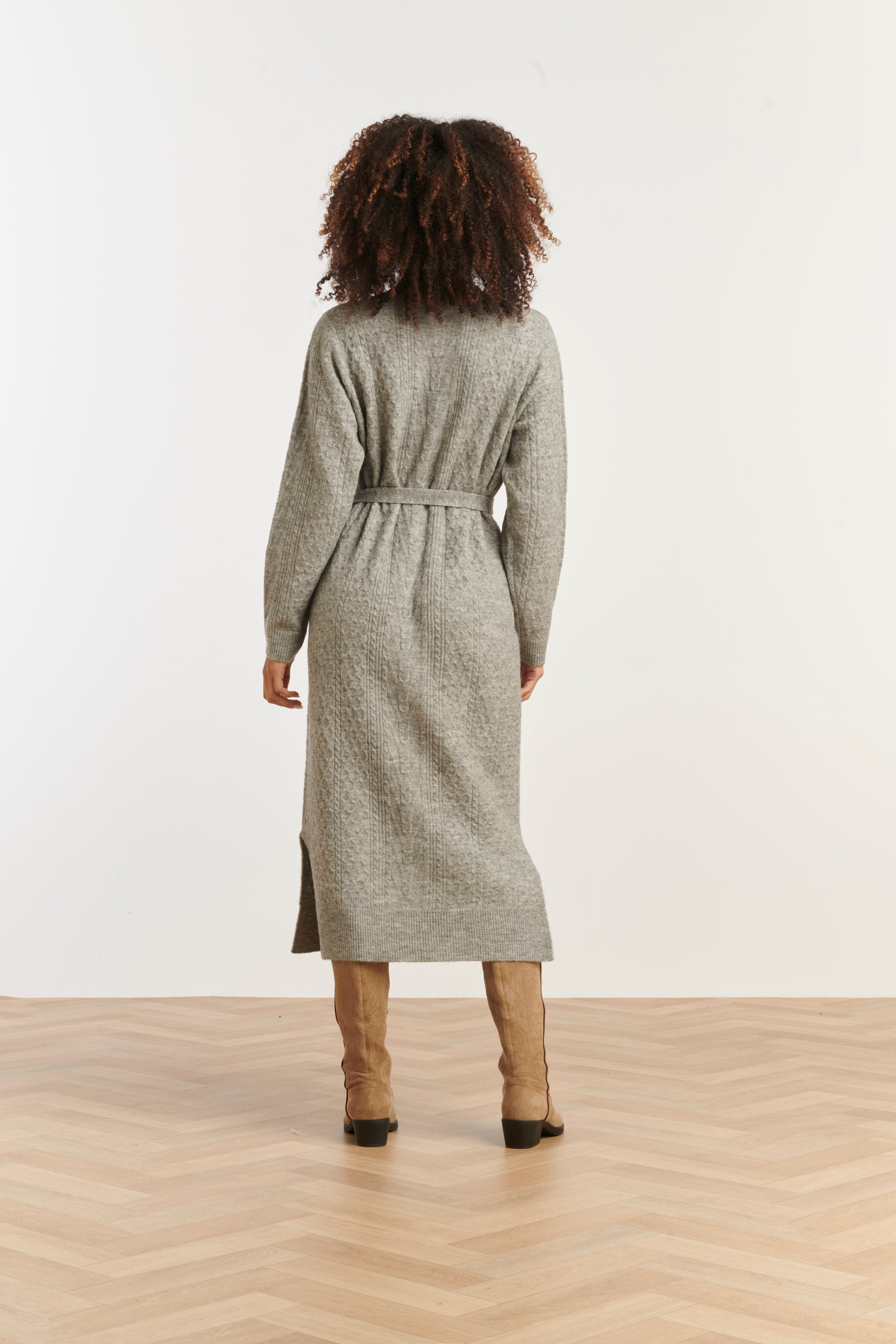 25510 Smashed Lemon Damesgebreide Maxi Jurk | Grey