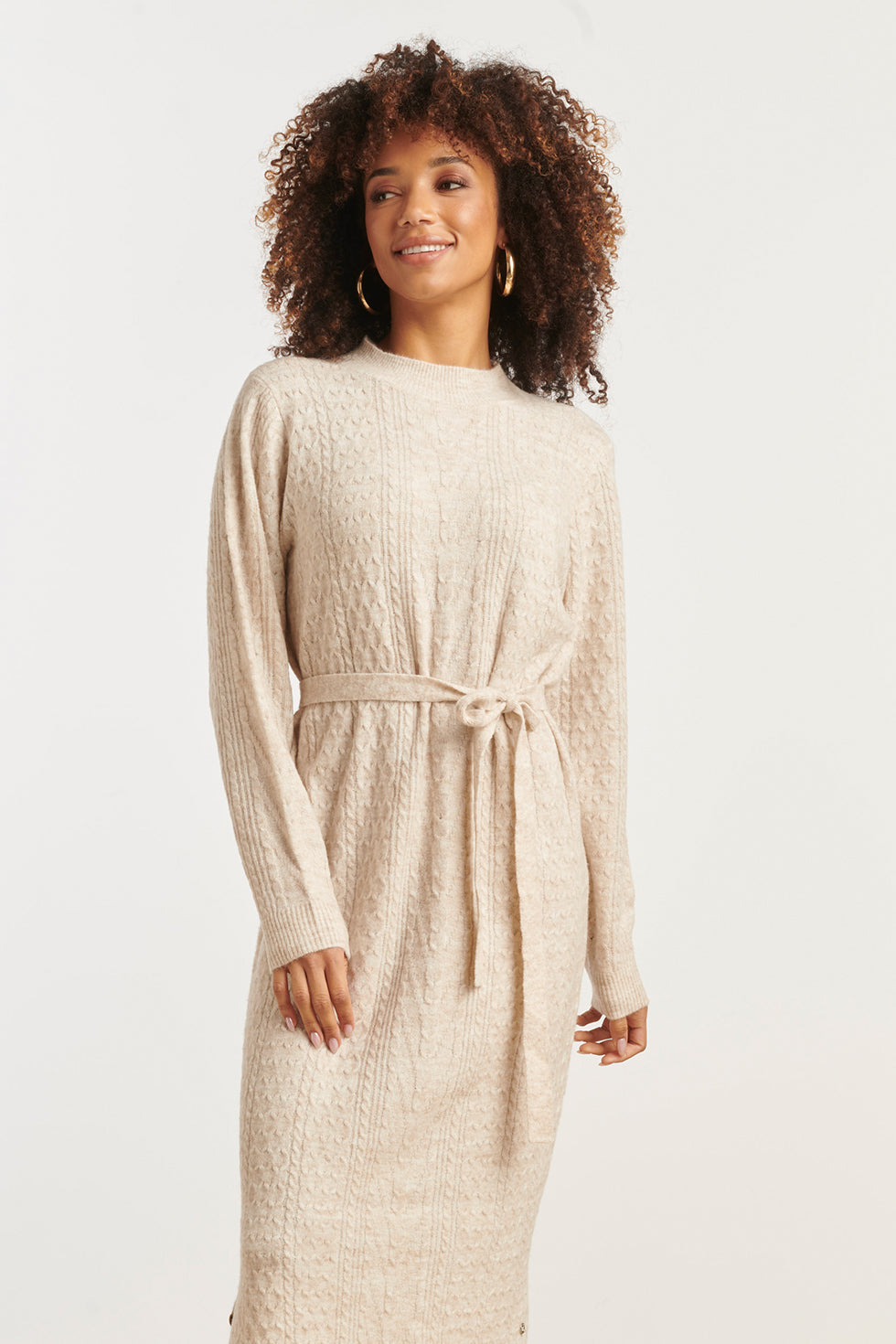 25510 Smashed Lemon Damesgebreide Maxi Jurk | Sand