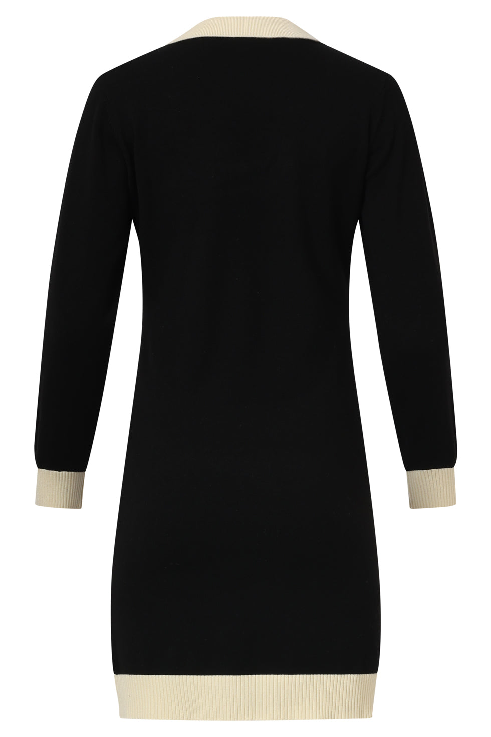 25512 Smashed Lemon Damescontrast Gebreide Jurk | Black - Off White