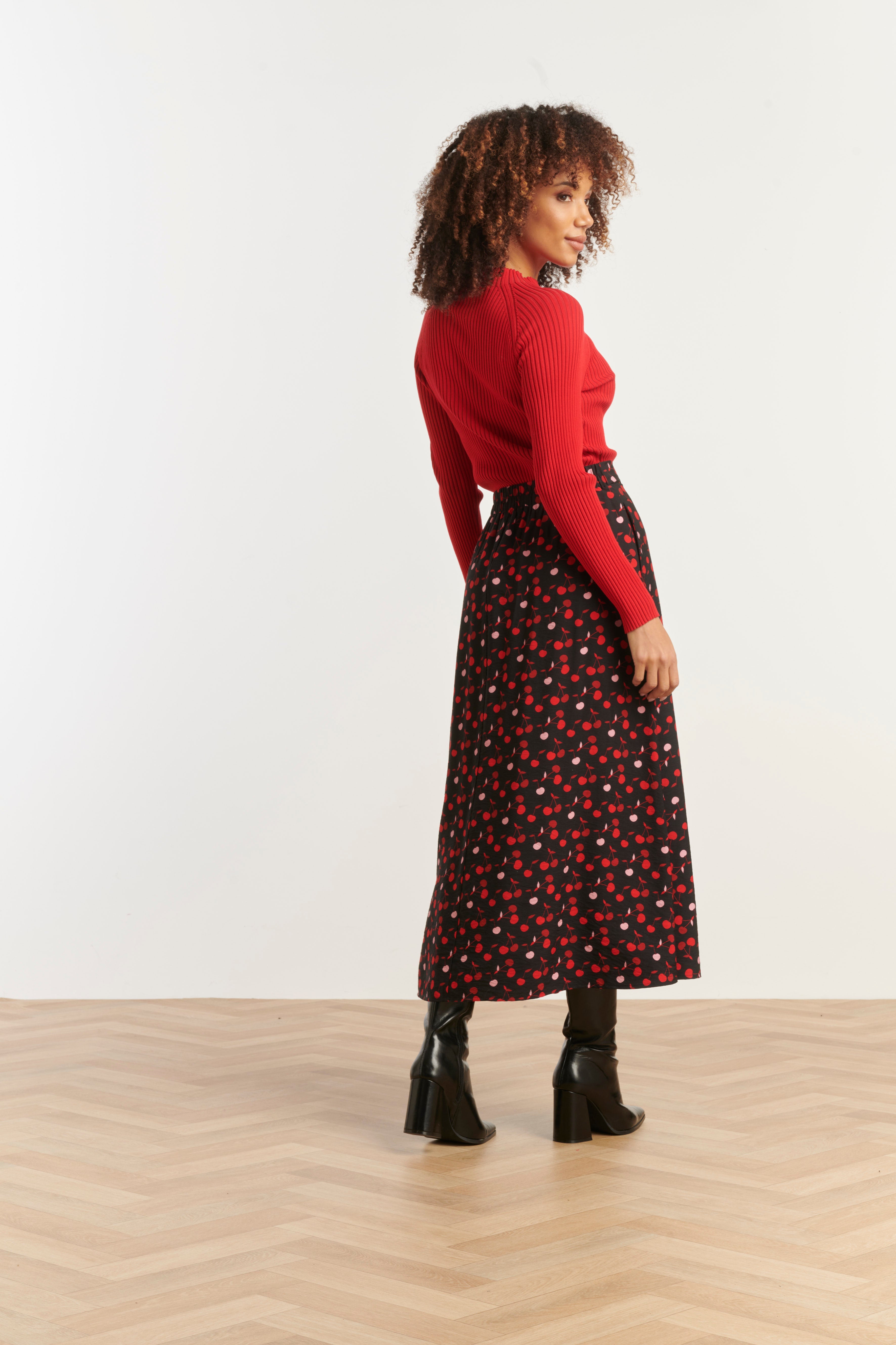 25513 Damesgestreept Gebreide Top | Red - Bordeaux