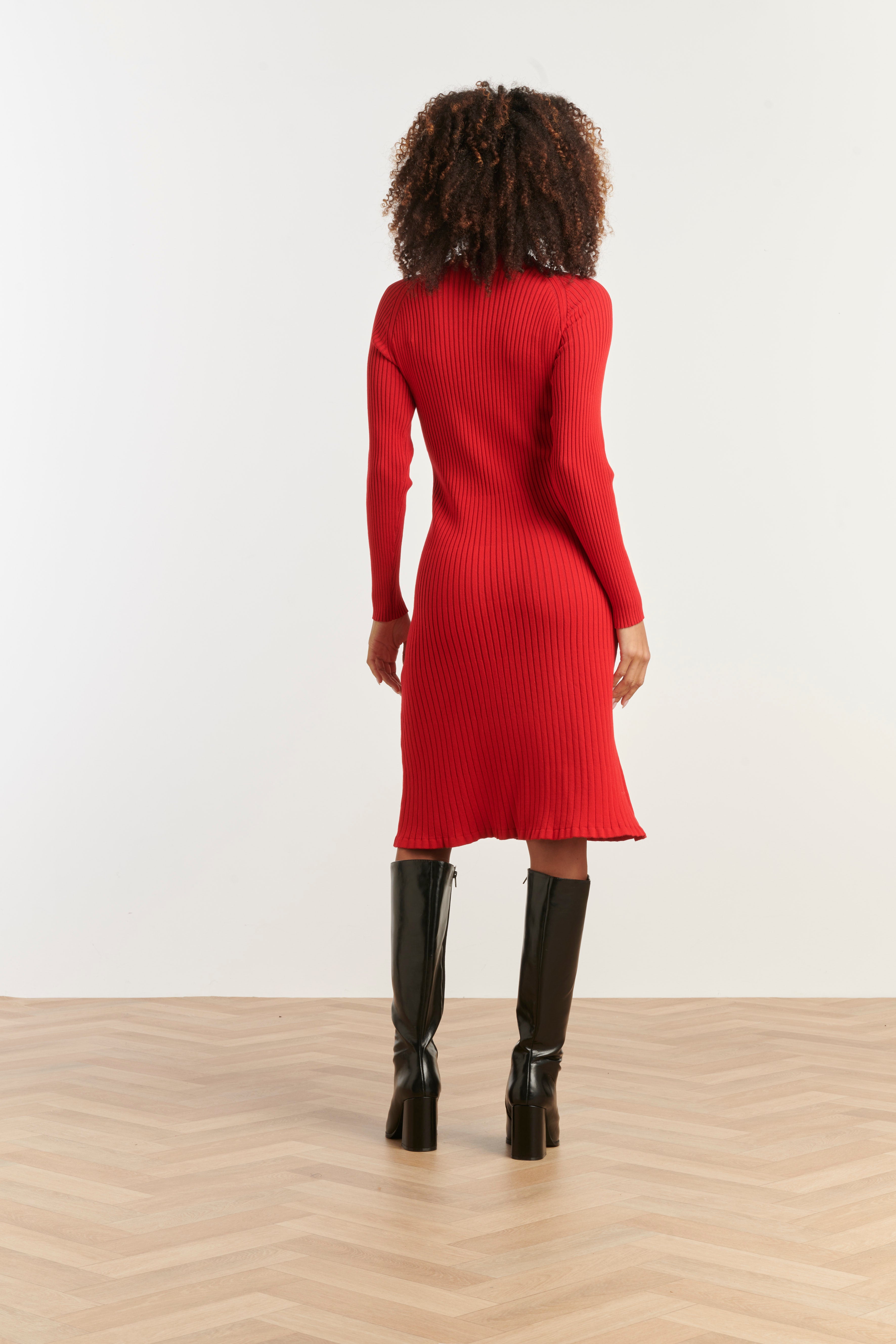 25515, Knit Dress | Red - Bordeaux