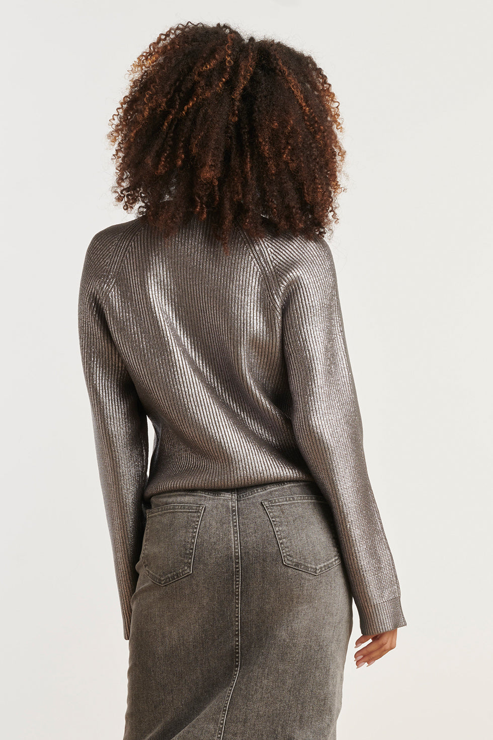 25519 Gebreide Gelakt Damestop | Silver