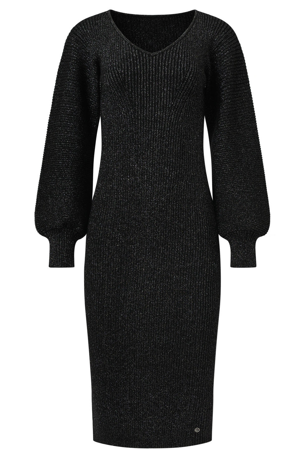 25520 Dameslurex Gebreide Midi Jurk | Black