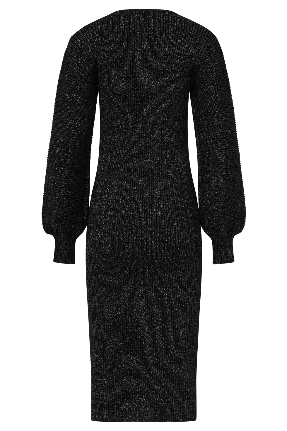 25520 Dameslurex Gebreide Midi Jurk | Black