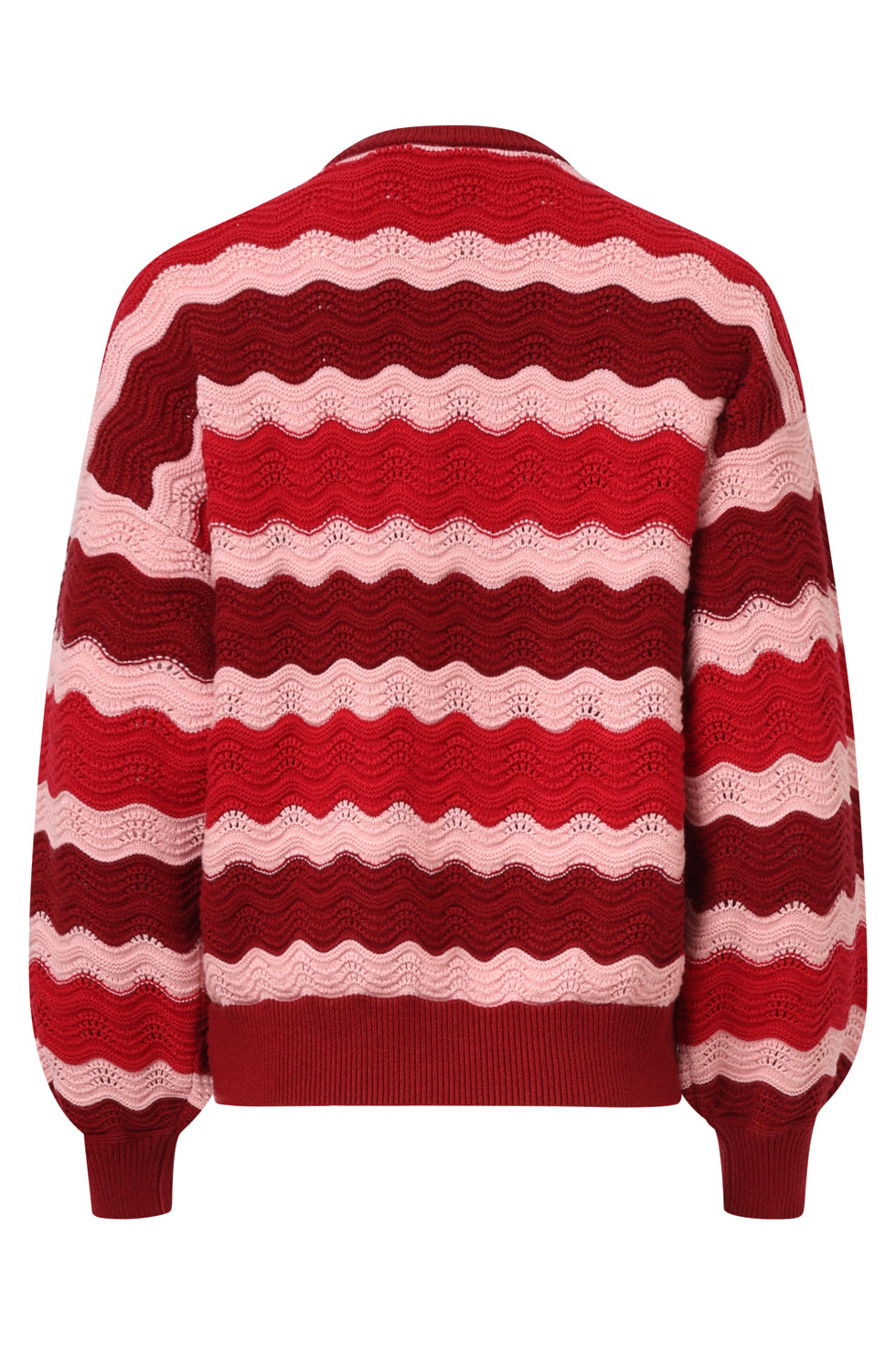 25528 Damesgebreide Top Zand Met Golfpatroon Pofm... | Red - Pink