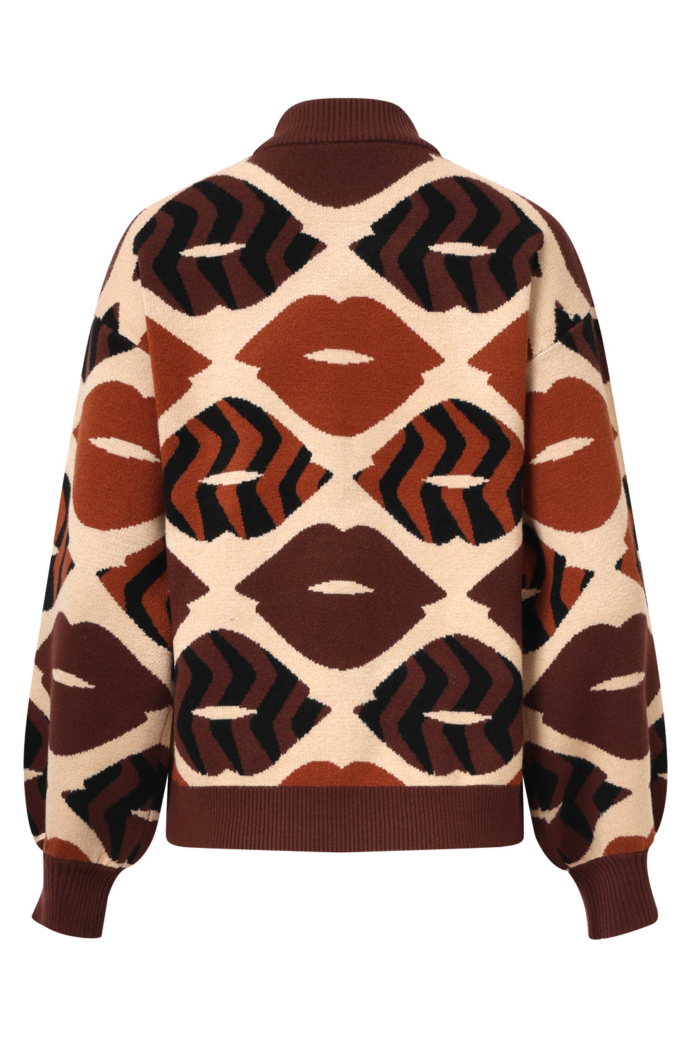 25529 Gebreide Trui Met LippEnprInt in Bruin en Cognac | Brown - Cognac