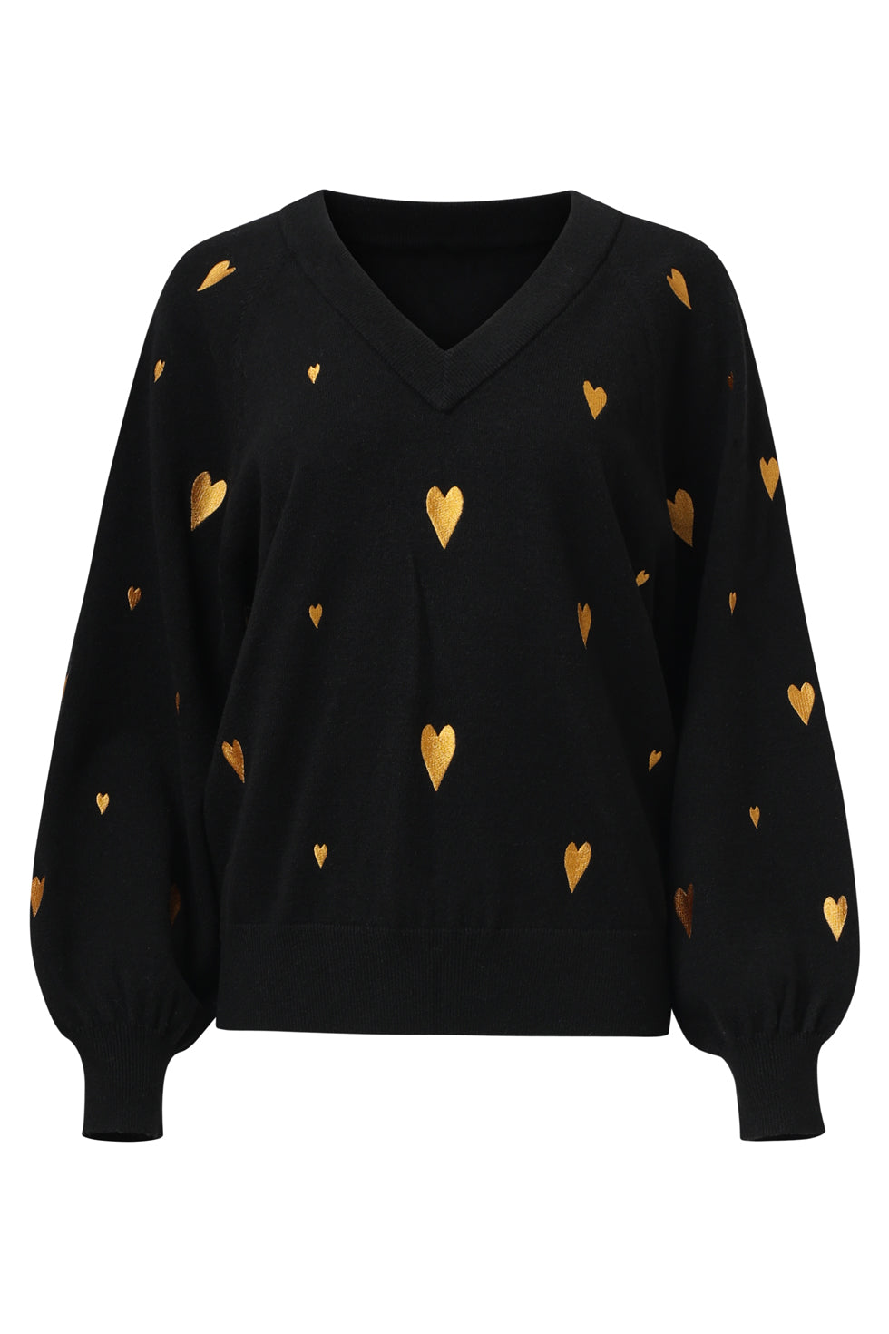 25532 Haartjes Knit Top Zwart Met Goud | Black - Gold