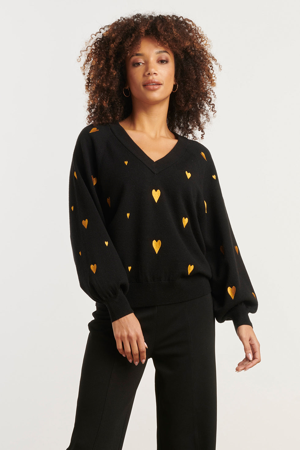 25532 Haartjes Knit Top Zwart Met Goud | Black - Gold