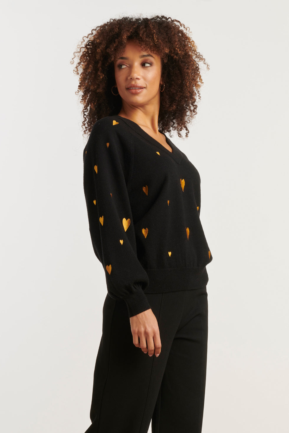 25532 Haartjes Knit Top Zwart met Goud | Black - Gold