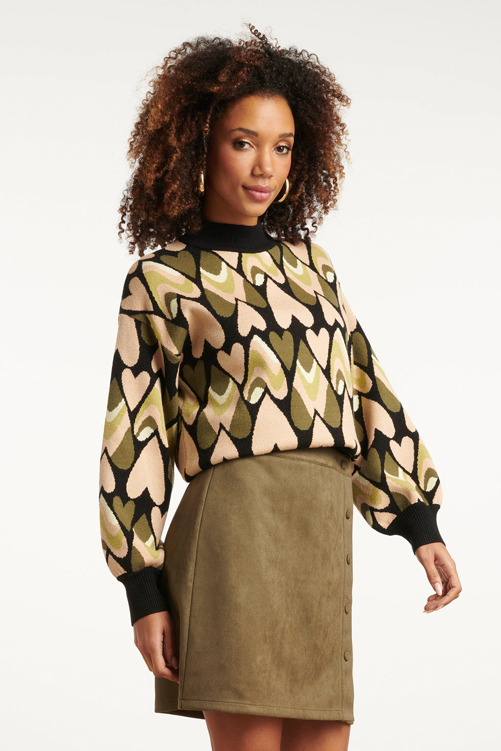 25533 Gebreide Haartjes Knit Top In Zwart En Army | Black - Army