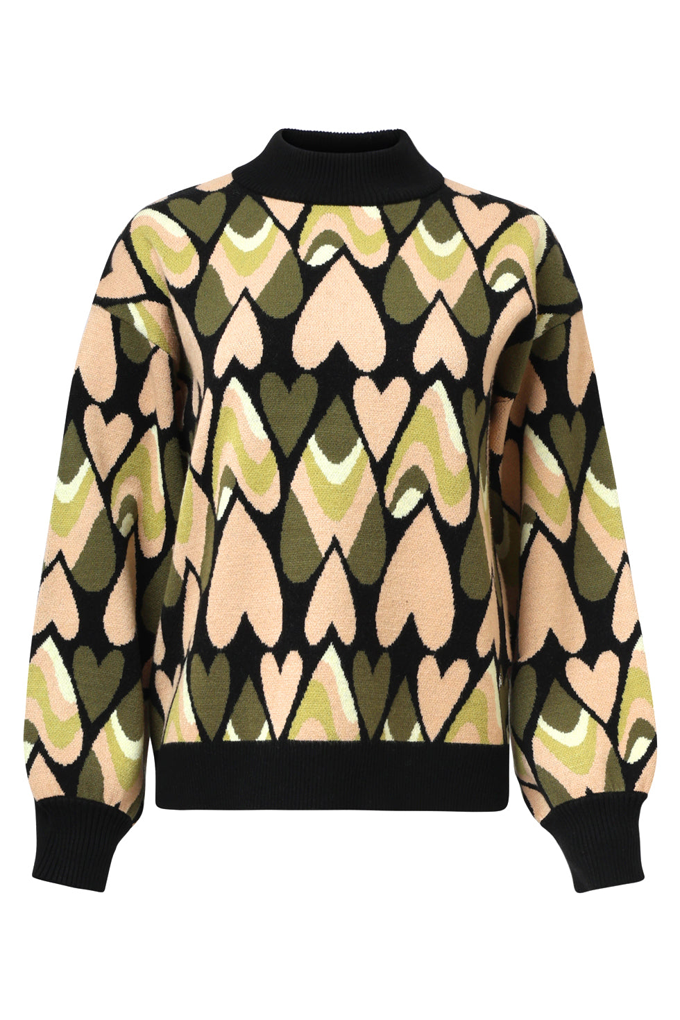 25533 Gebreide Haartjes Knit Top In Zwart En Army | Black - Army