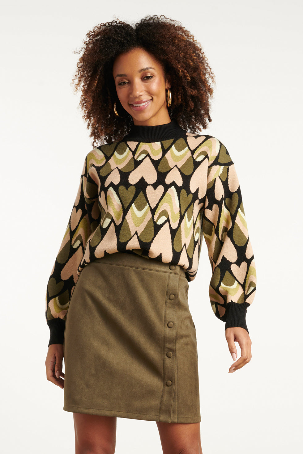 25533 Gebreide Haartjes Knit Top In Zwart En Army | Black - Army