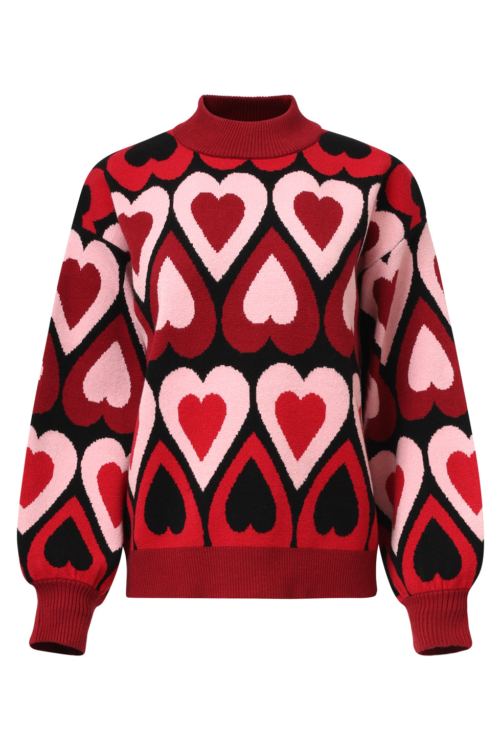 25534 Gebreide Haartjes Knit Top In Rood En Bordeaux | Bordeaux - Muticolour