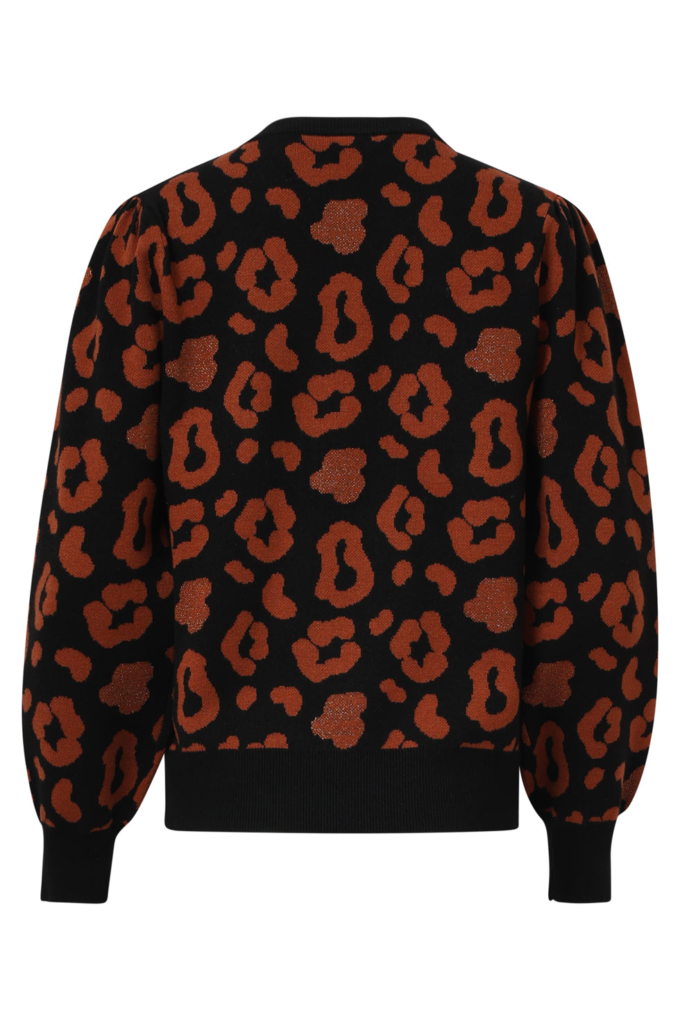 25535 Gebreide DierEnprint Knit Top Zwart en Cognac | Black - Cognac
