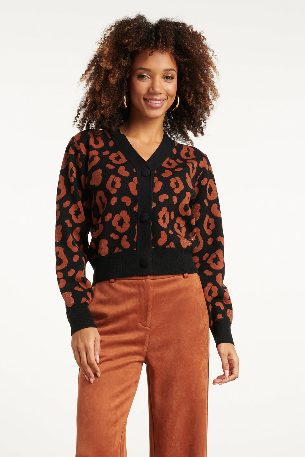 25536 DierEnprint Vest Zwart en Cognac | Black - Cognac