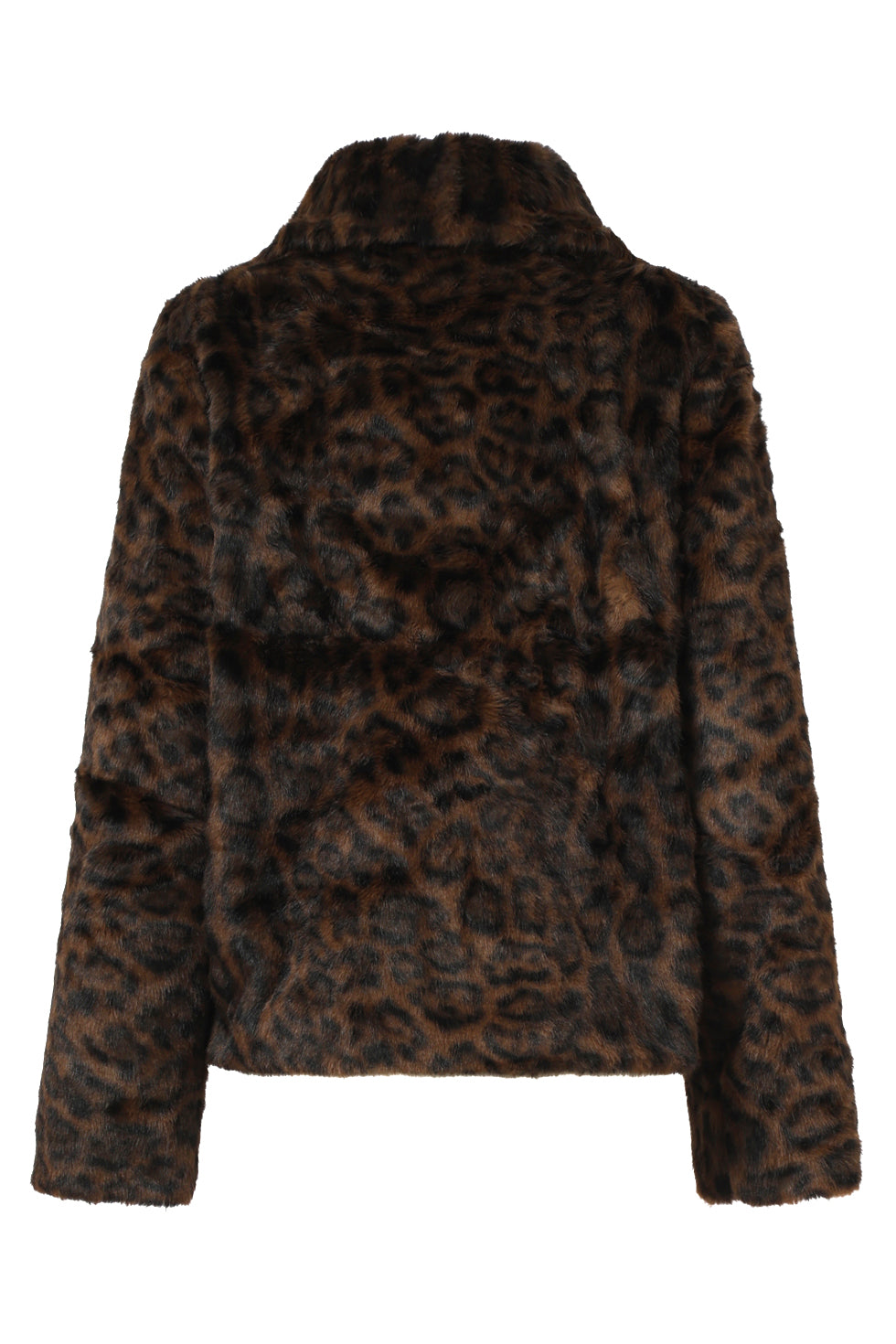 25538 Korte Jas van imitatiebont met Dierenprint Bruin en Zwart | Brown - Black