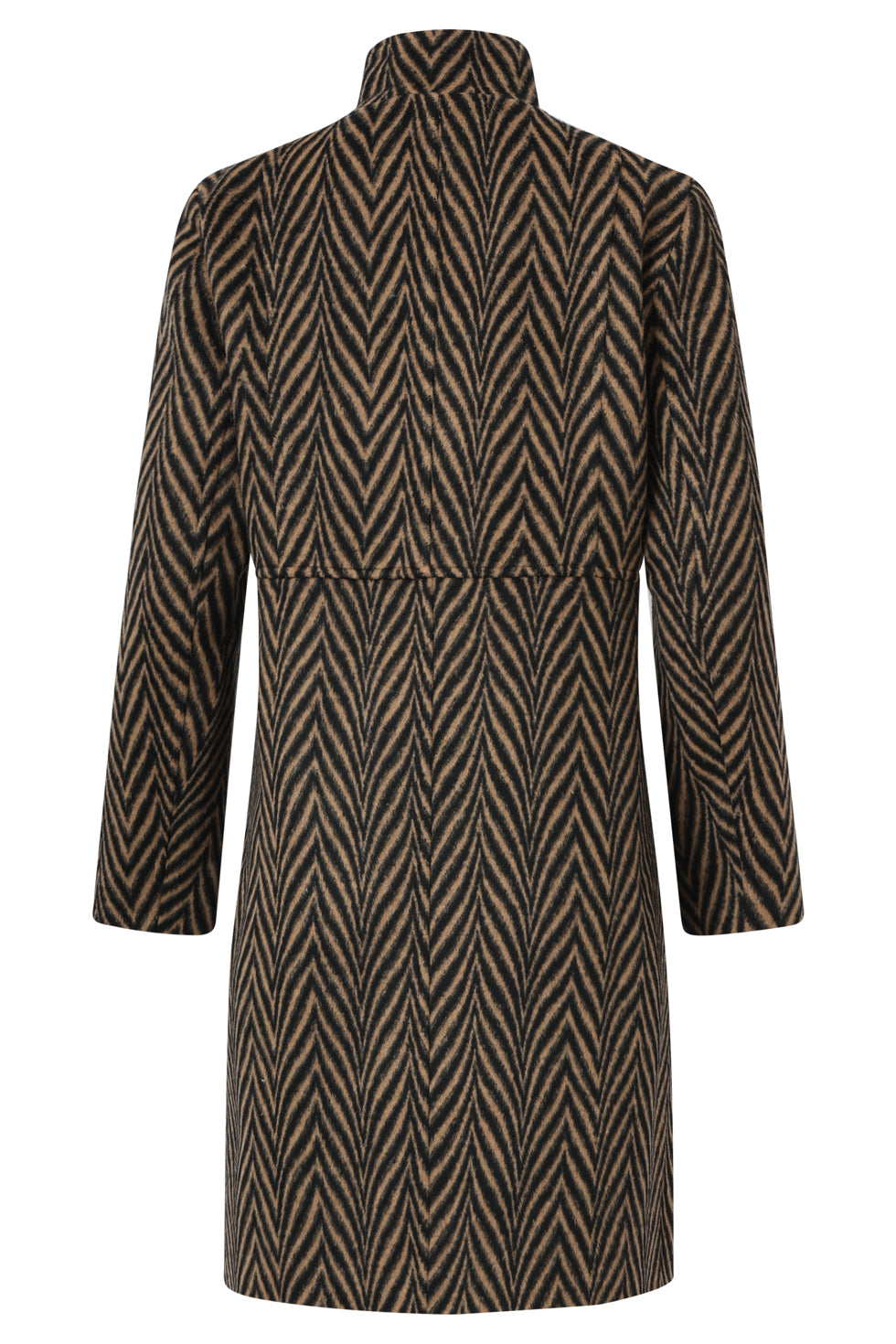 25539 Jas Met VisgraatprInt in Zwart En Camel | Black - Camel