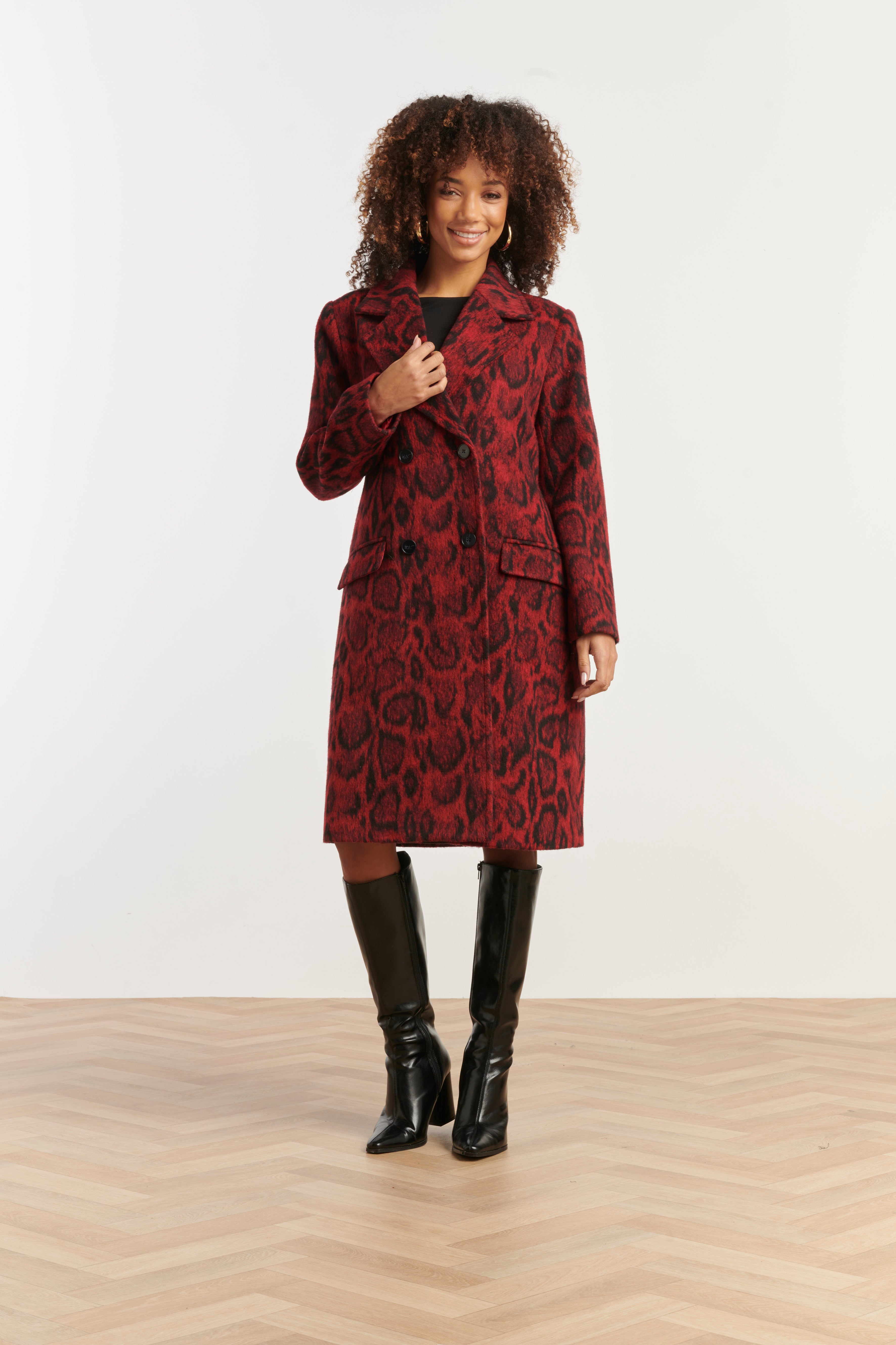 25540 DierenprInt Jas in Rood Met Zwart | Red - Black