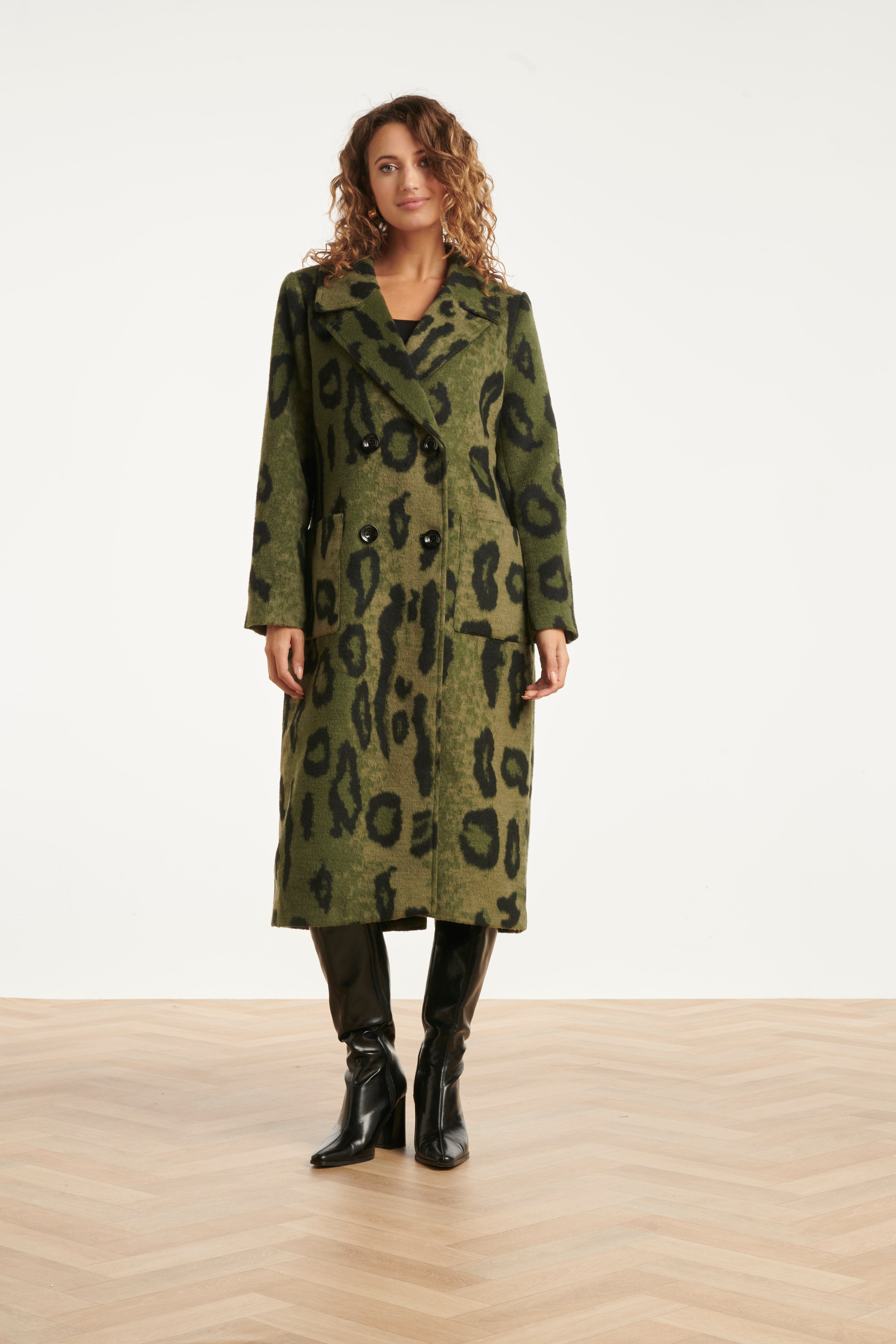 25541 Dierenprint Jas in Army met Zwart | Army - Black
