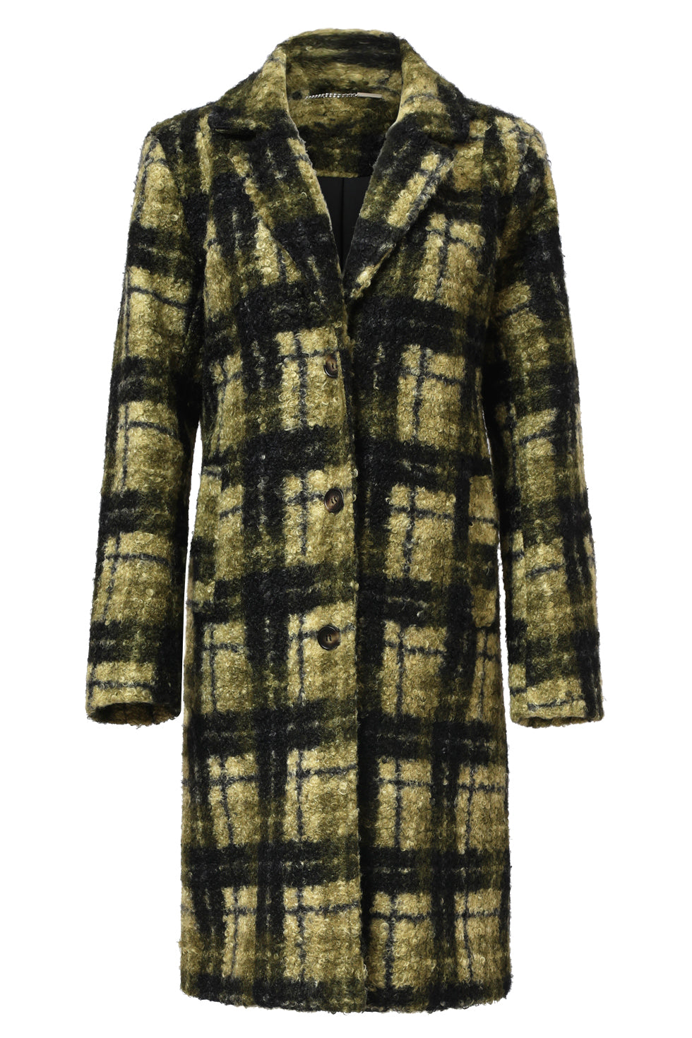 25546 Bouclé Ruitjesjas | Army - Light Green