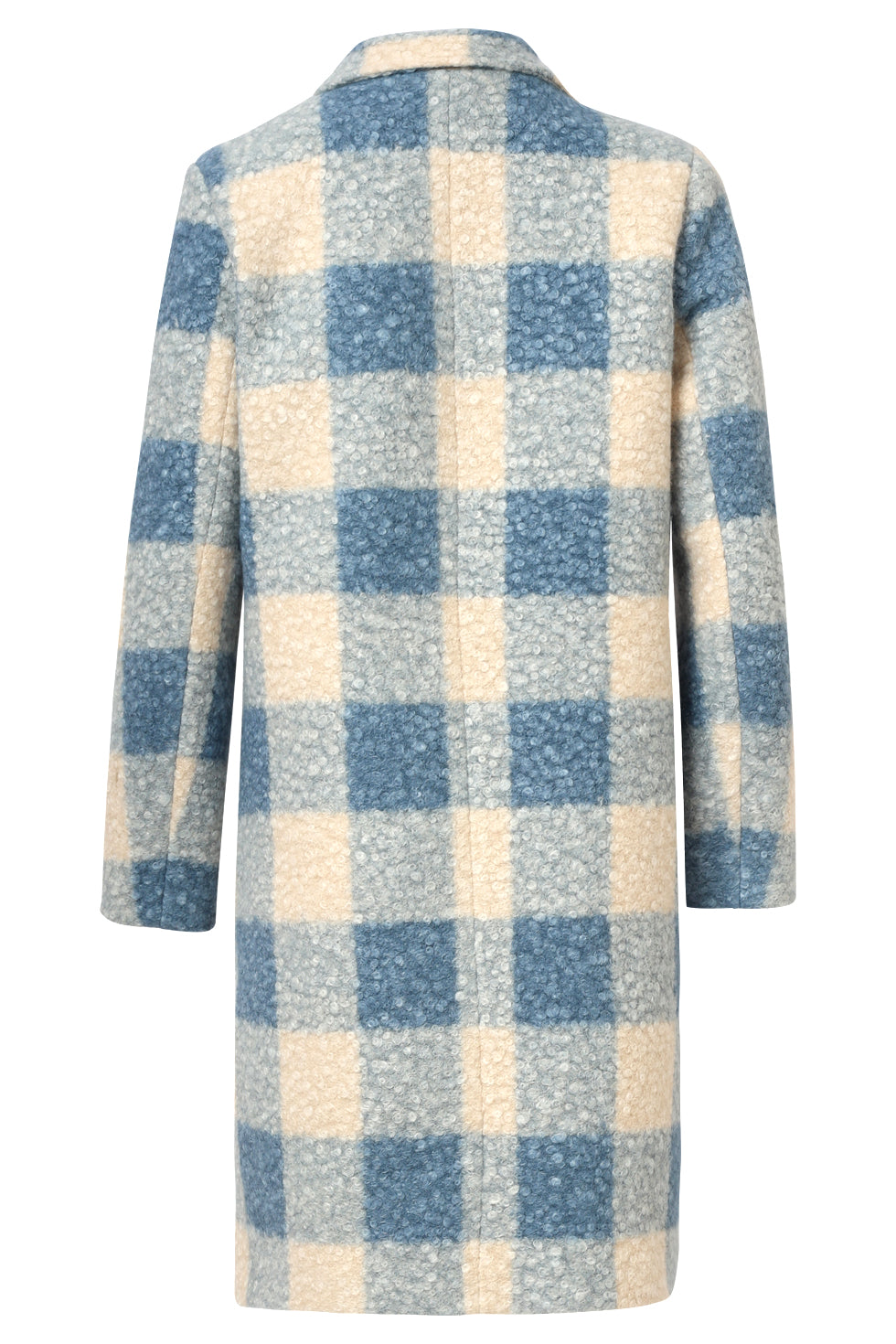 25546 Bouclé Ruitjesjas | Light Blue - Off White