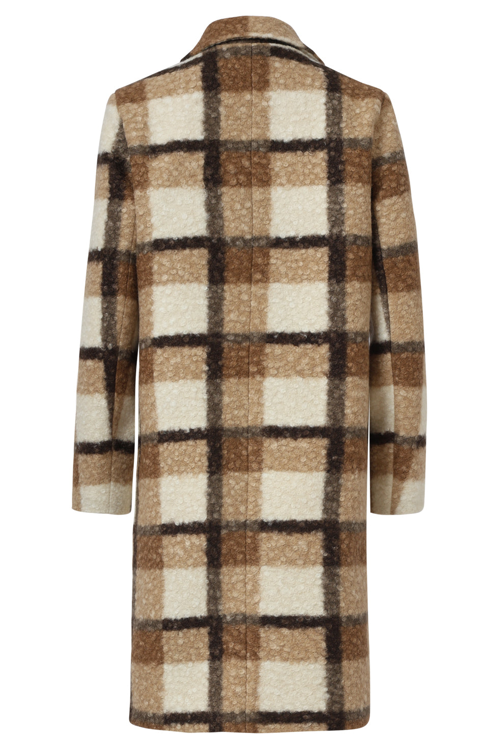 25546 Smashed Lemon Bouclé Ruitjesjas | Camel - Off White