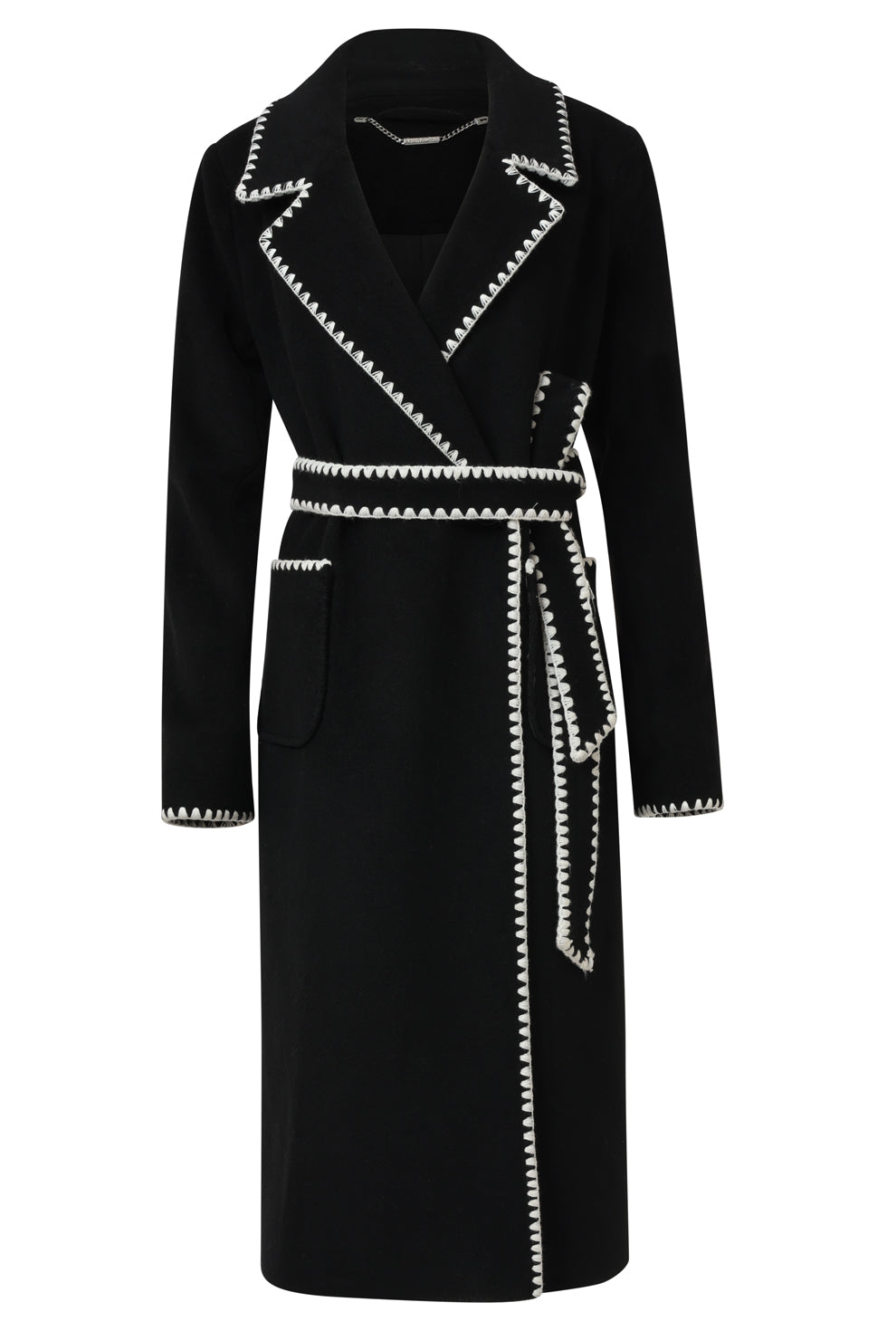 25547 Lange Jas Met Contraststiksel | Black