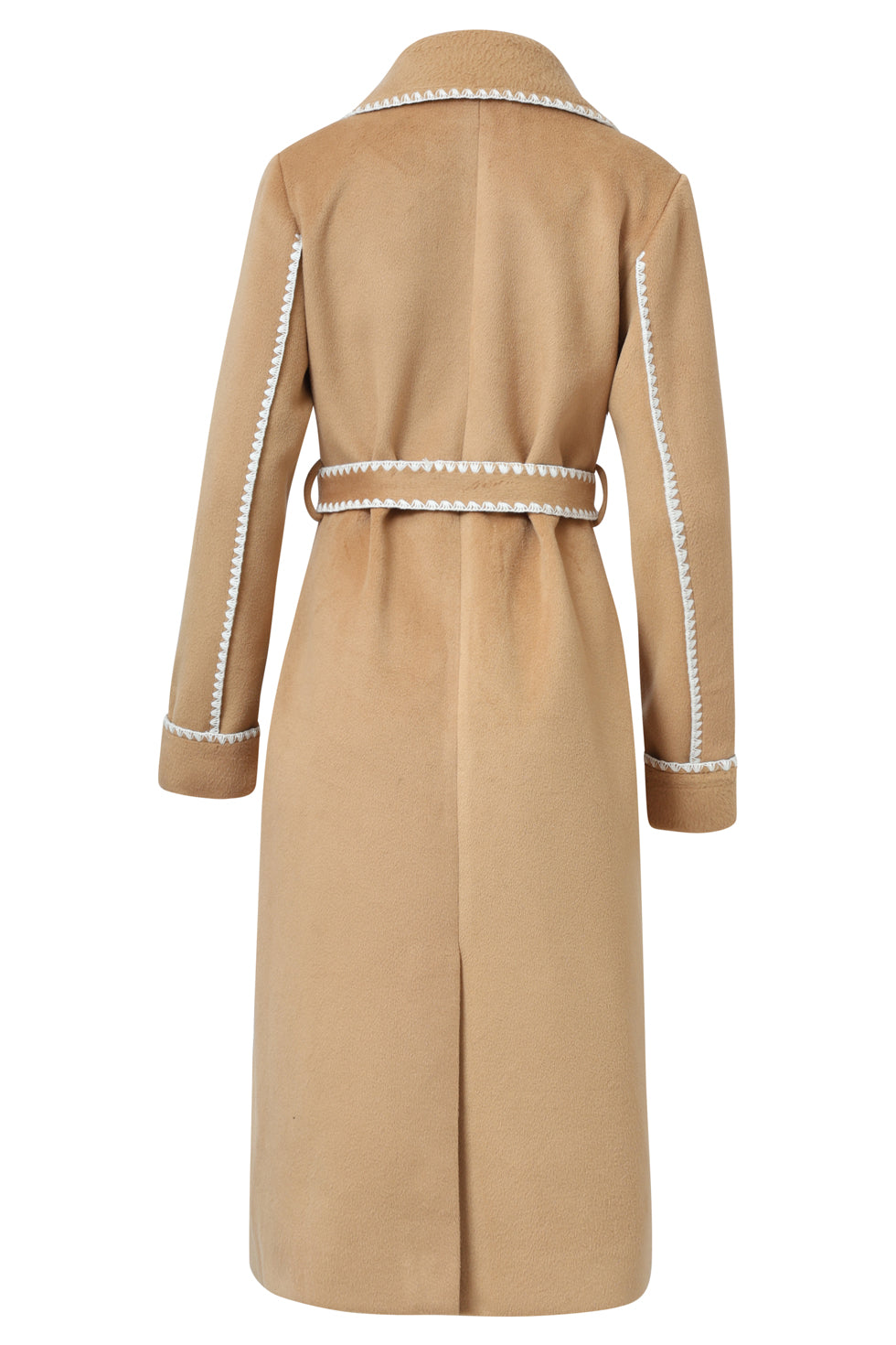 25547 Lange Jas Met Contraststiksel | Camel