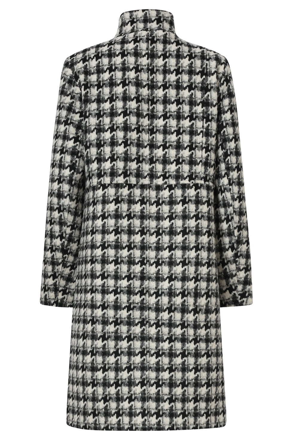 25549 Houndstooth Jas Met Hoge Hals In Zwart En Off-White | Black - Off White