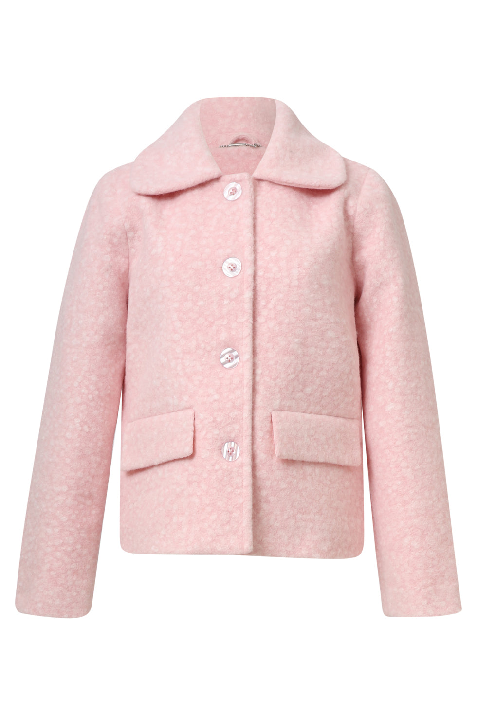 25552 Bouclé Jas Met Kraag | Baby Pink