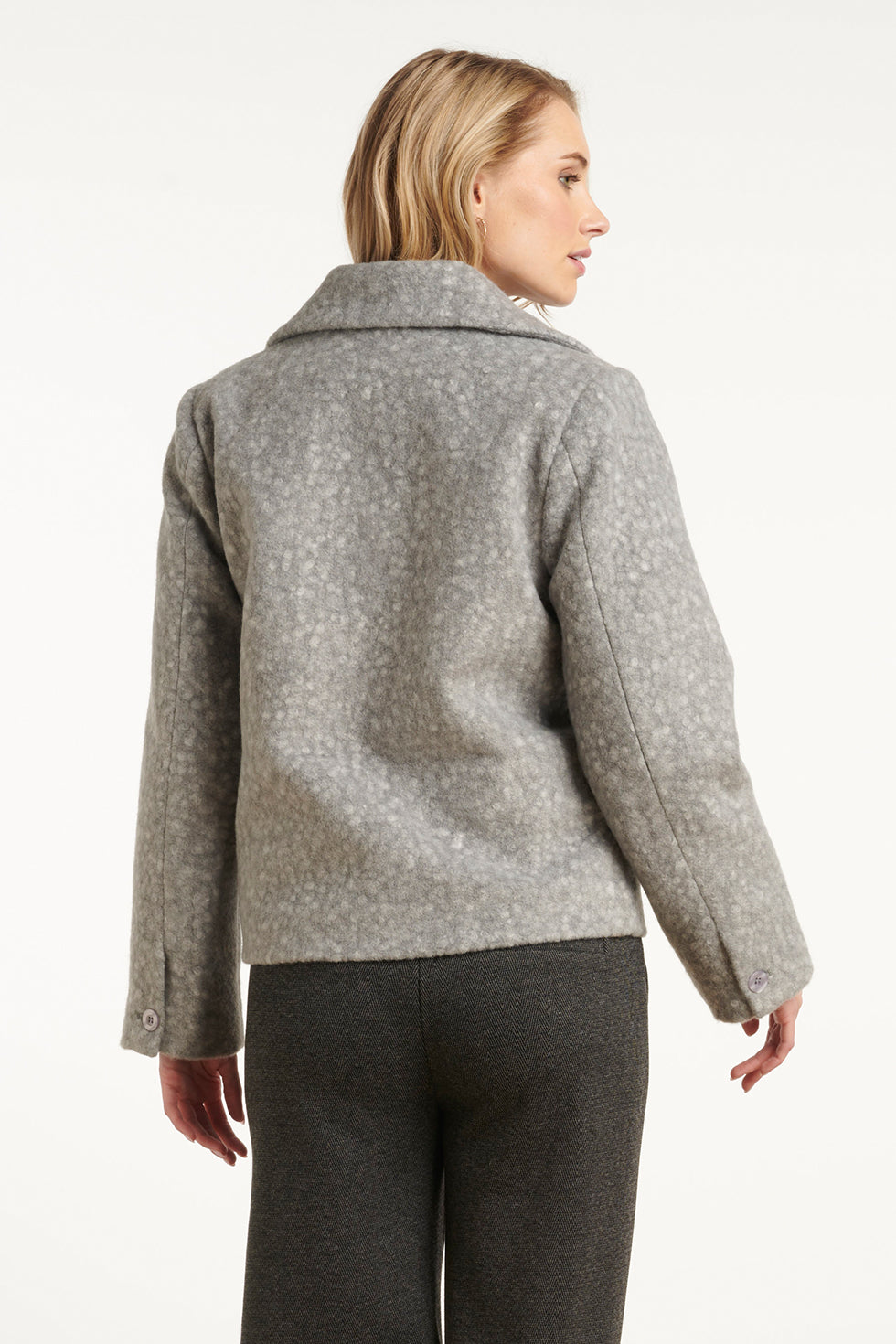 25552 Bouclé Jas Met Kraag | Grey