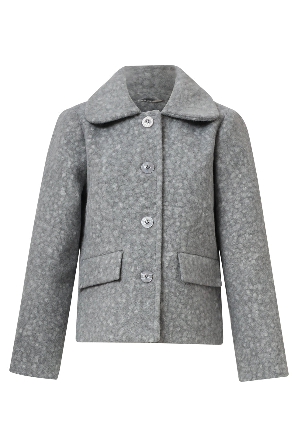 25552 Bouclé Jas Met Kraag | Grey