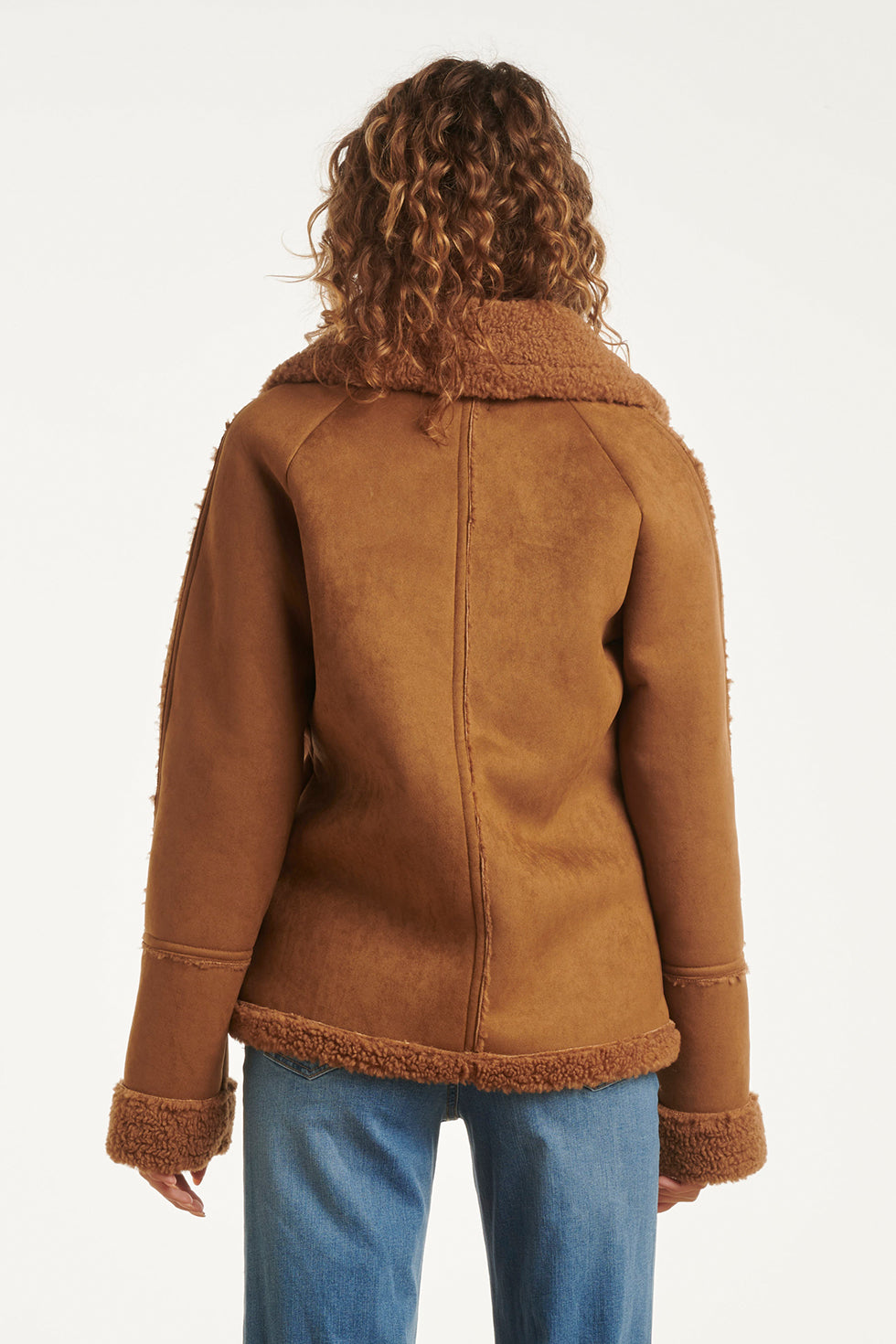 25553 Korte Lammy Jas Met Reverskraag | Cognac