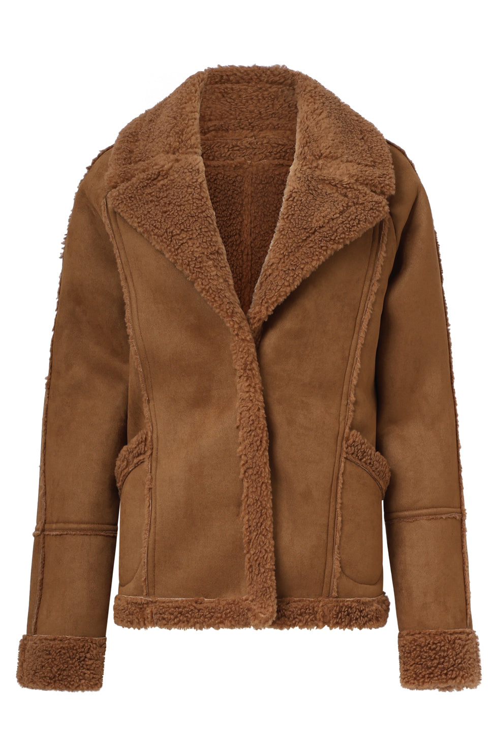 25553 Korte Lammy Jas Met Reverskraag | Cognac